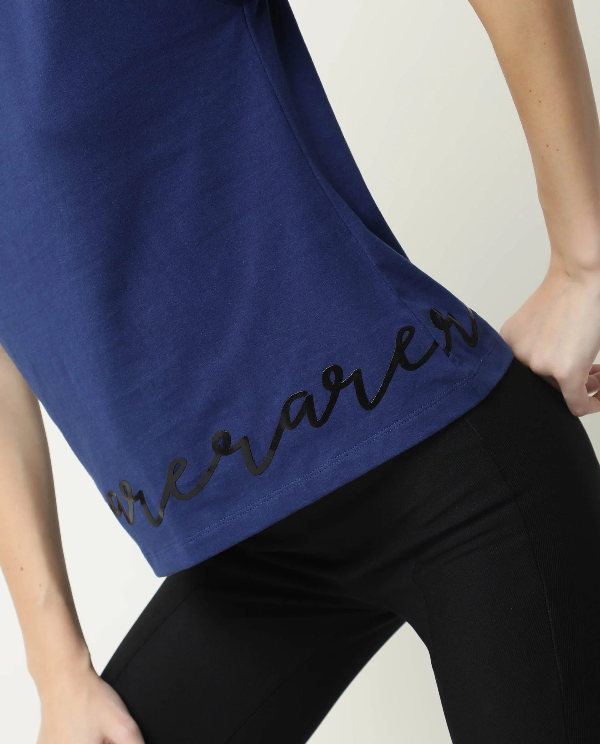 Rareism Women's Ruthi Navy Cotton Crew Neck Graphic Print Regular Fit T-Shirt - Image 3