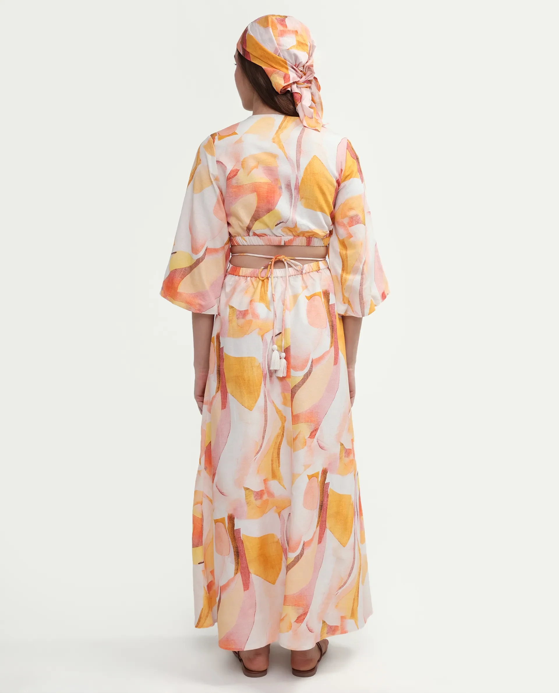 Rareism Women's Ruvin Multi Viscose Blend V-Neck Flared Abstract Print Dress - Image 7