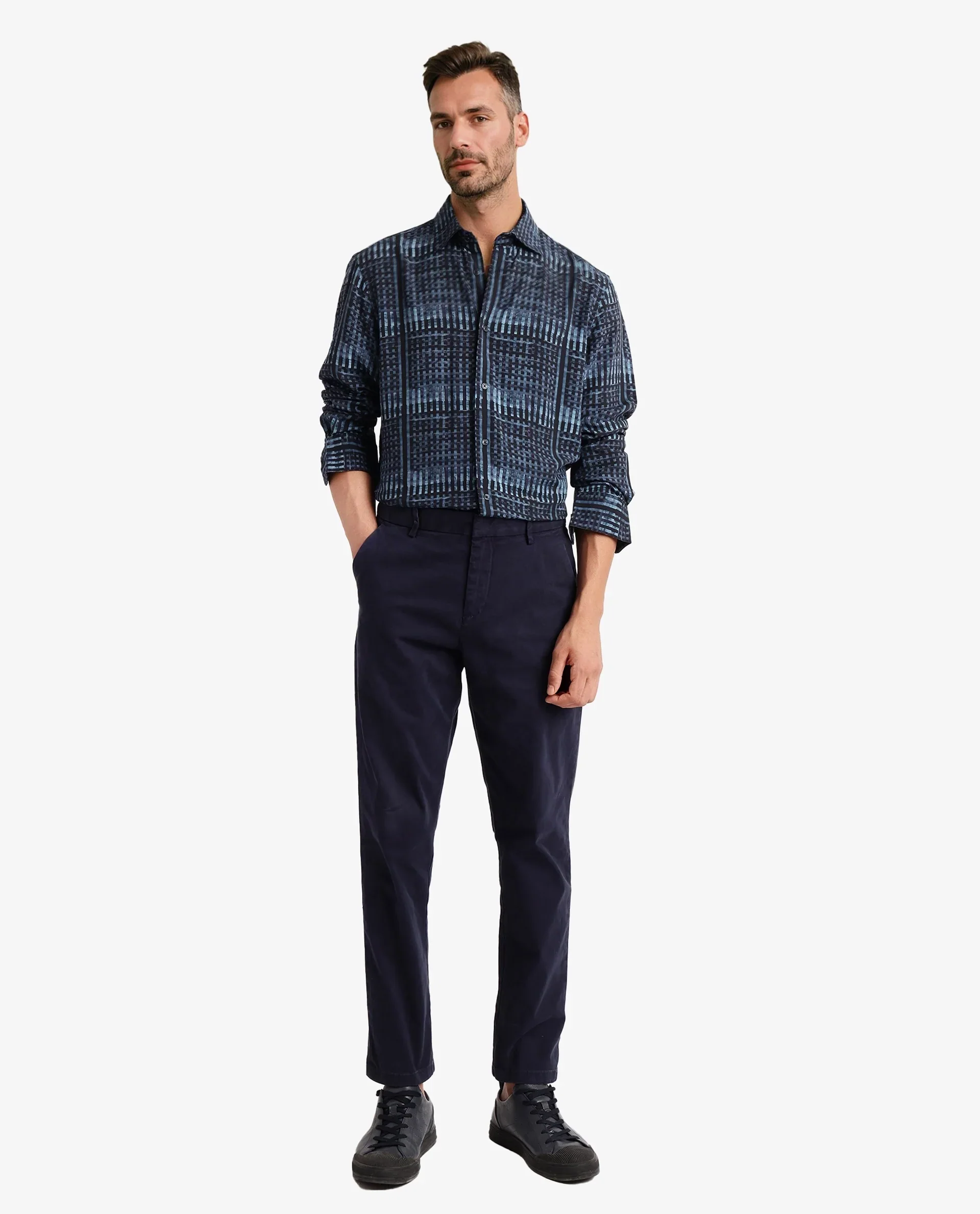 Rare Rabbit Men's Ryba Blue Cotton Geometric Print Regular Fit Full Sleeve Collared Shirt - Image 2