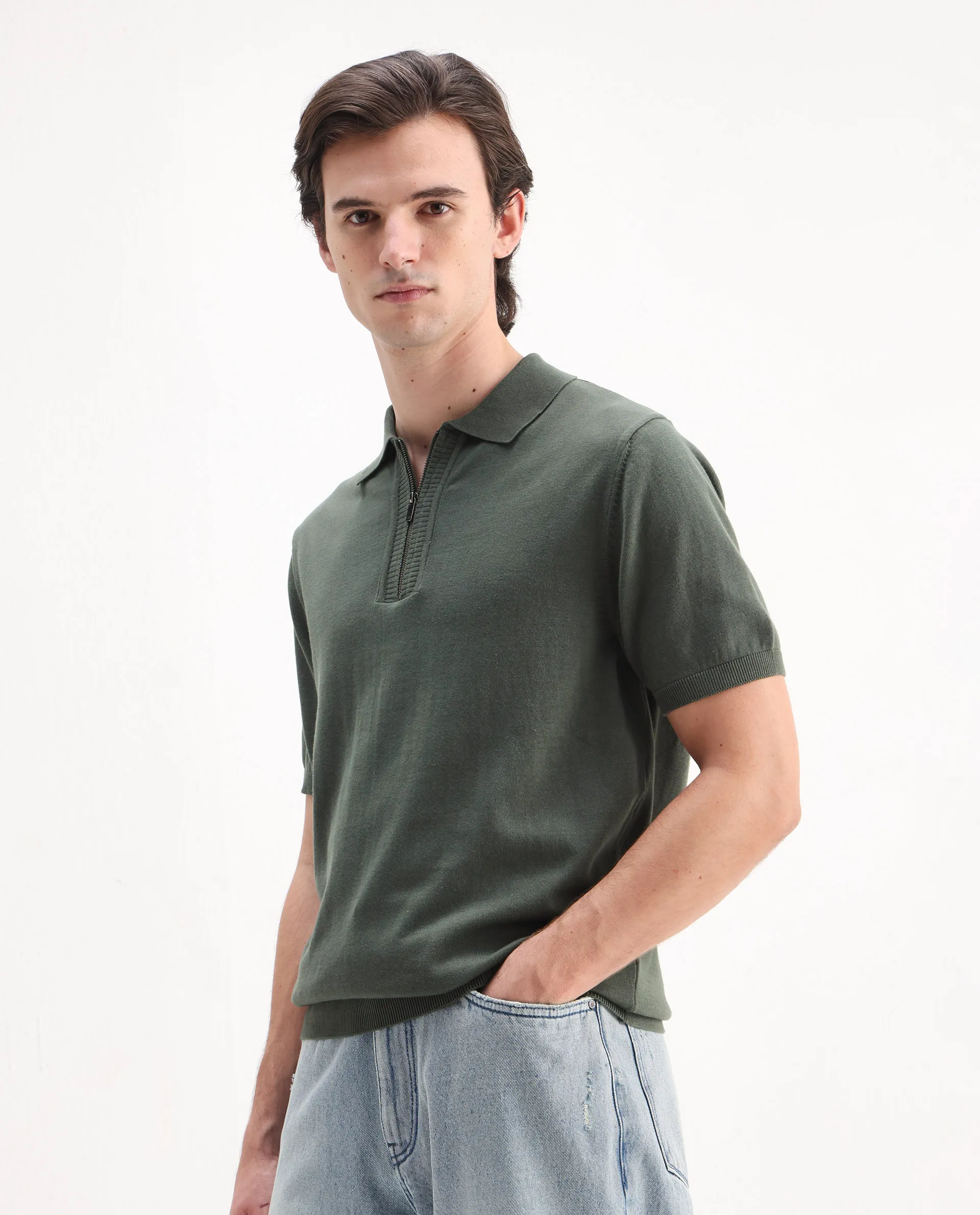 Rare Rabbit Men's Ryd Pastel Cotton Plain Regular Fit Half Sleeve Polo - Image 4