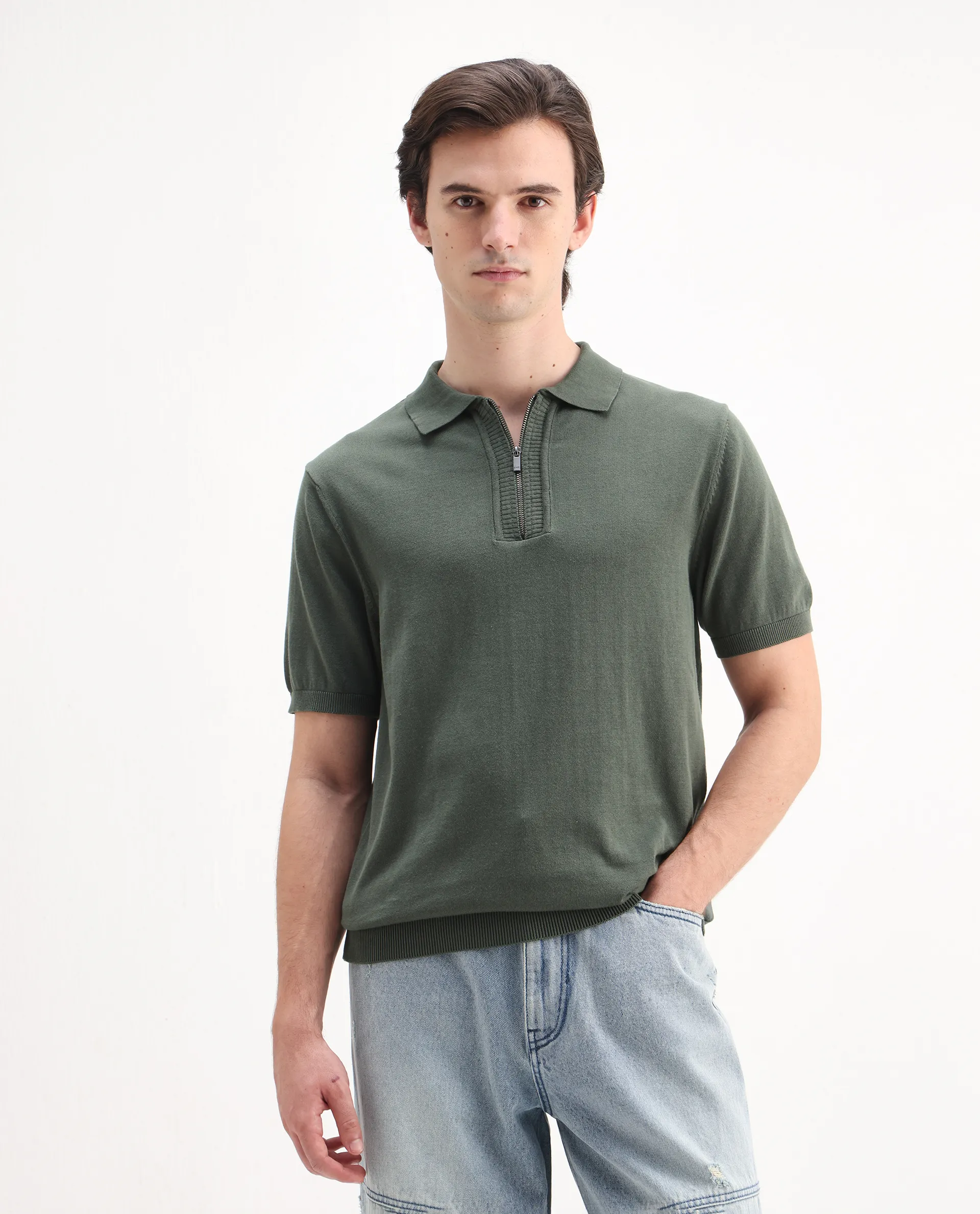 Rare Rabbit Men's Ryd Pastel Cotton Plain Regular Fit Half Sleeve Polo - Image 5