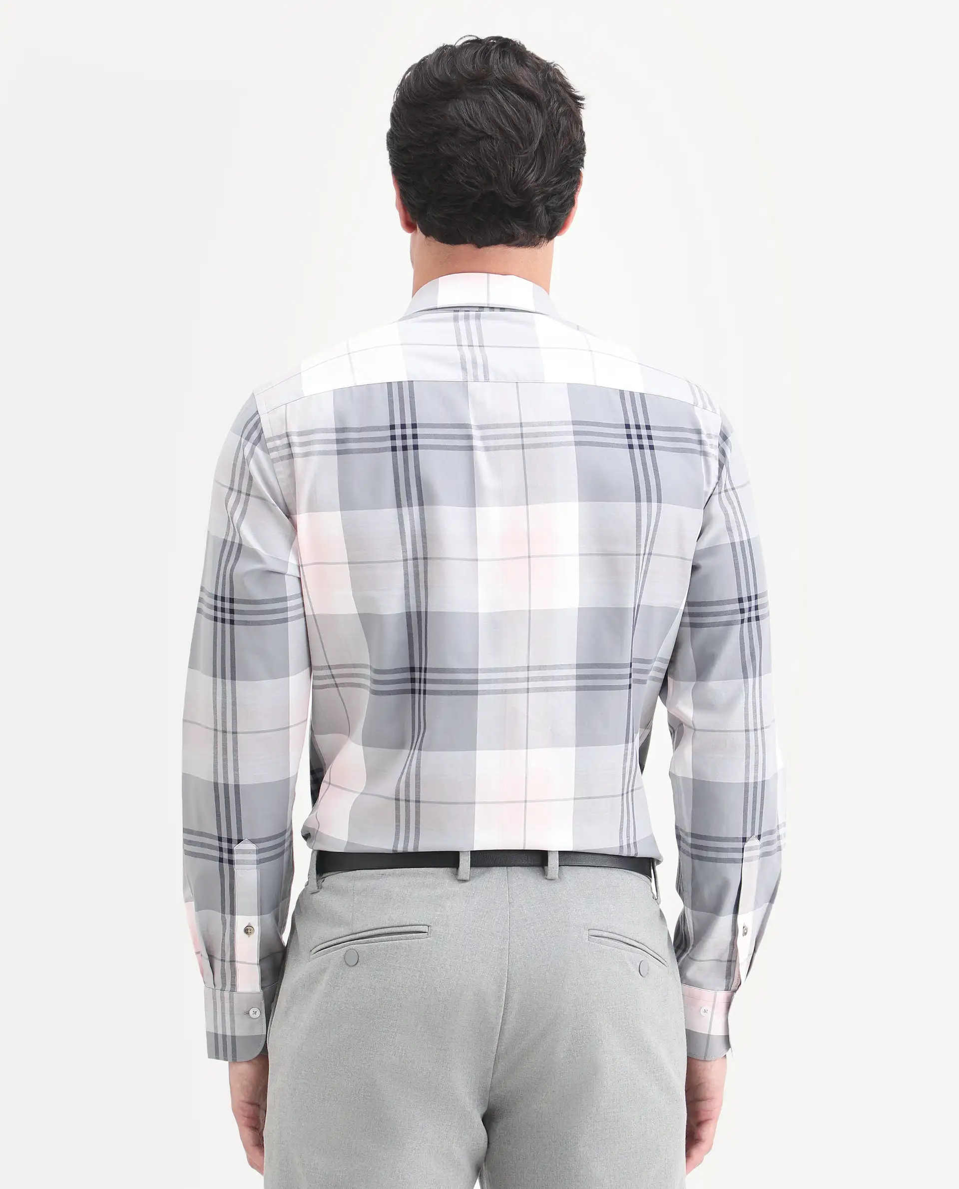 Rare Rabbit Men's Ryett-26 Pink Cotton Fabric Full Sleeve Spread Collar Regular Fit Checked Shirt - Image 7