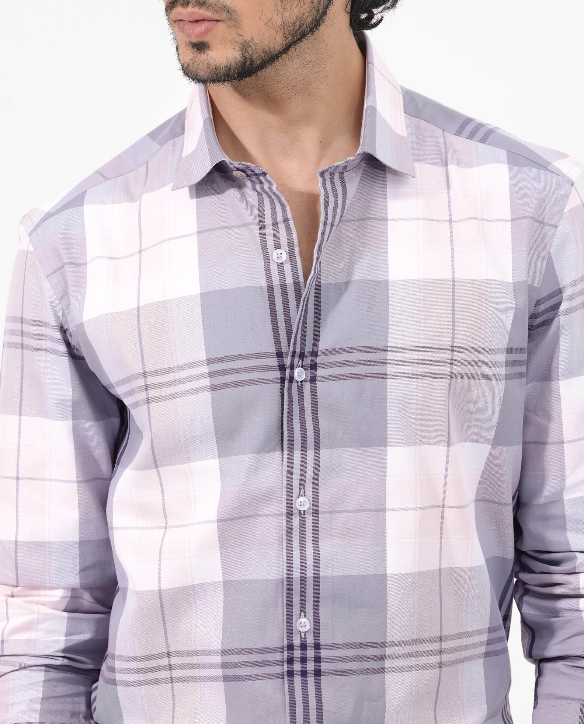 Rare Rabbit Men's Ryett Pink Cotton Checked Print Regular Fit Full Sleeve Collared Shirt - Image 4
