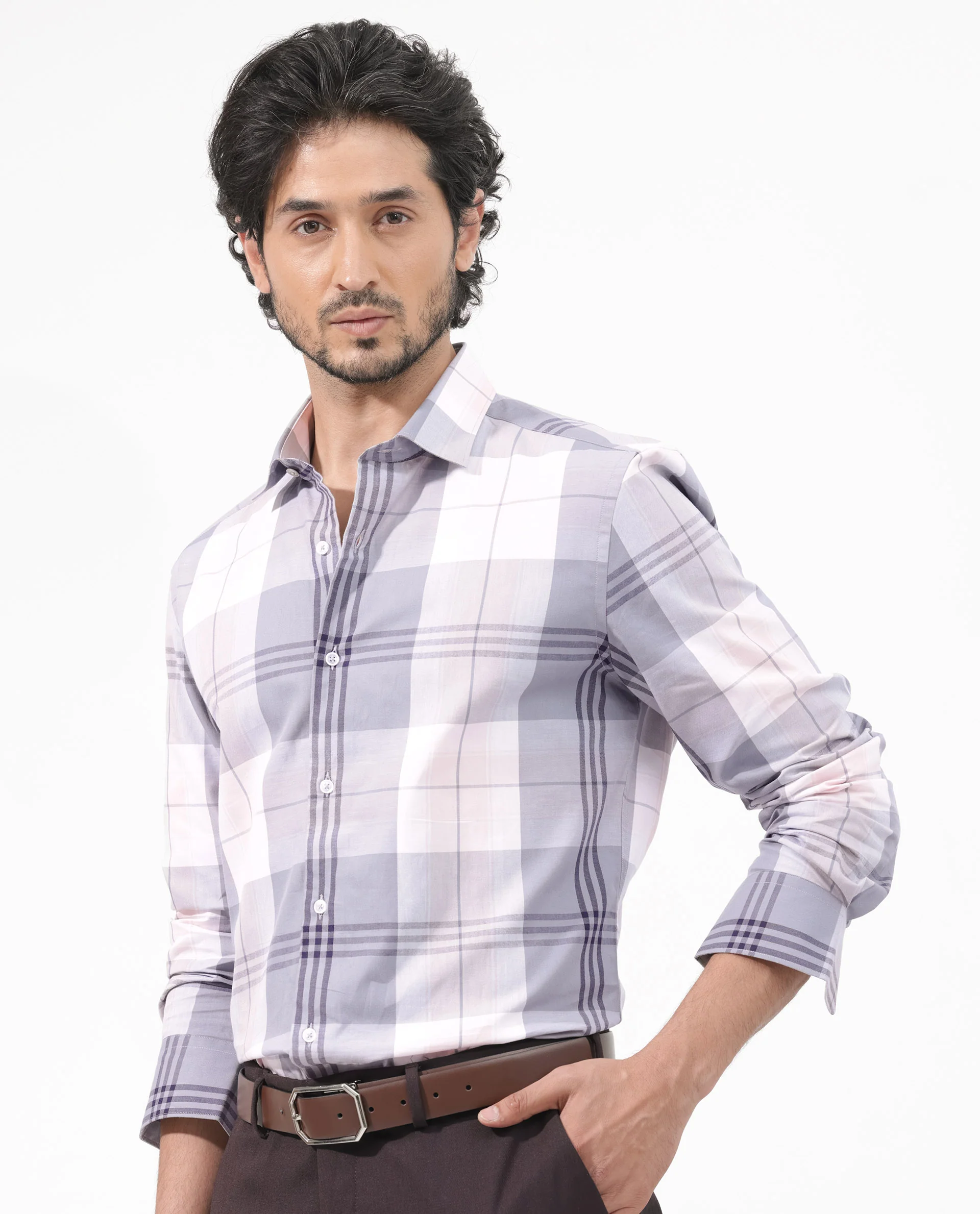 Rare Rabbit Men's Ryett Pink Cotton Checked Print Regular Fit Full Sleeve Collared Shirt - Image 6
