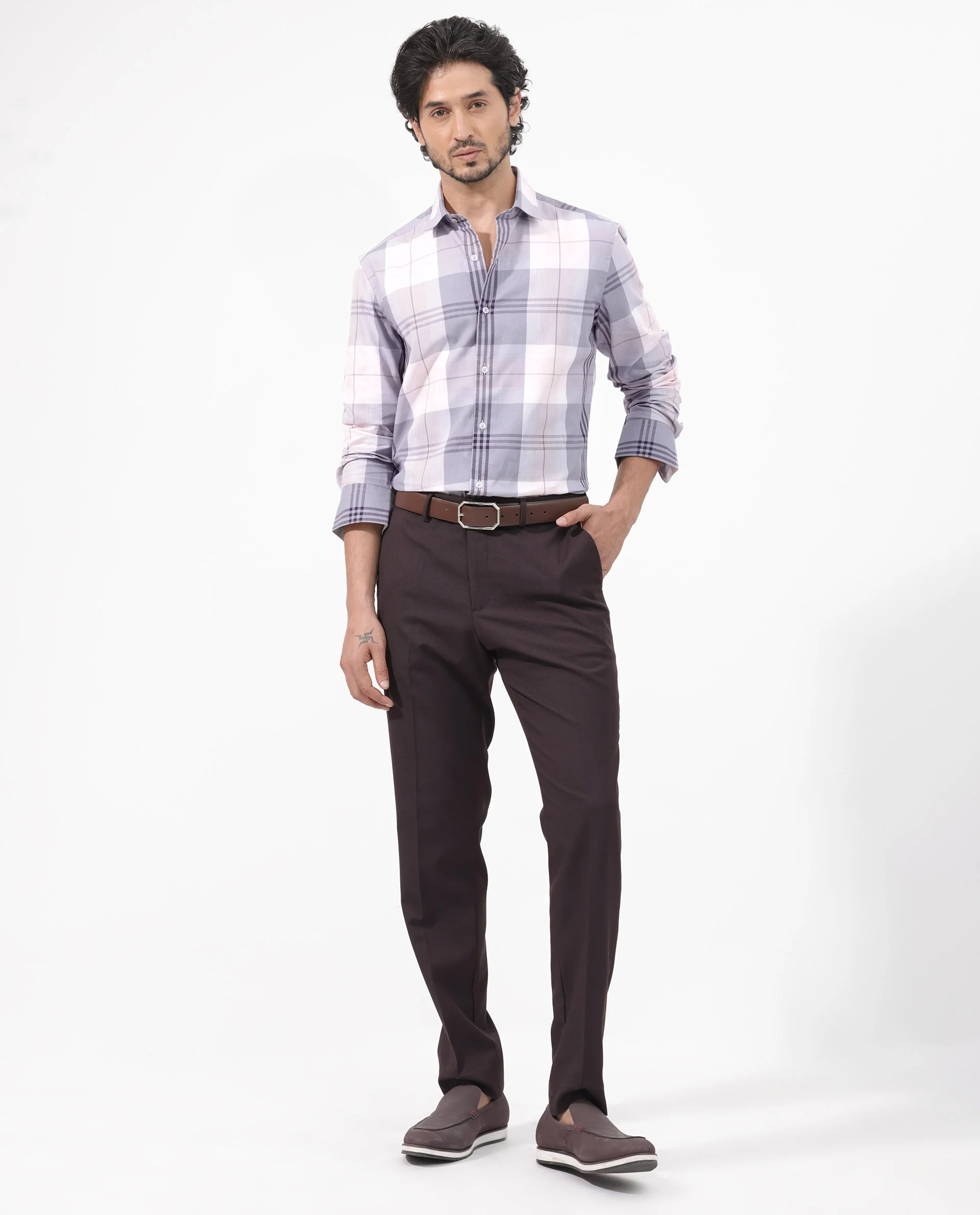 Rare Rabbit Men's Ryett Pink Cotton Checked Print Regular Fit Full Sleeve Collared Shirt - Image 7