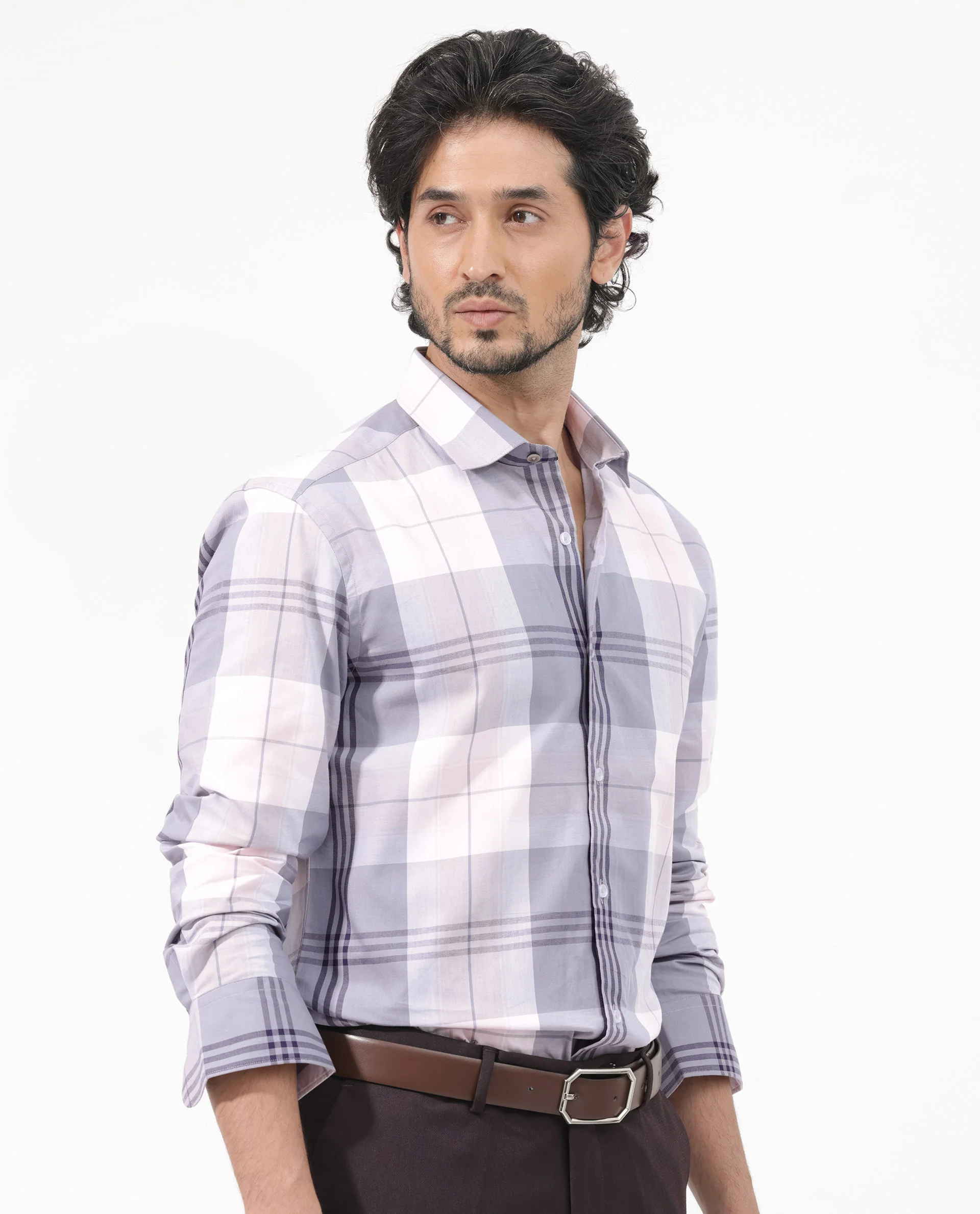 Rare Rabbit Men's Ryett Pink Cotton Checked Print Regular Fit Full Sleeve Collared Shirt - Image 8