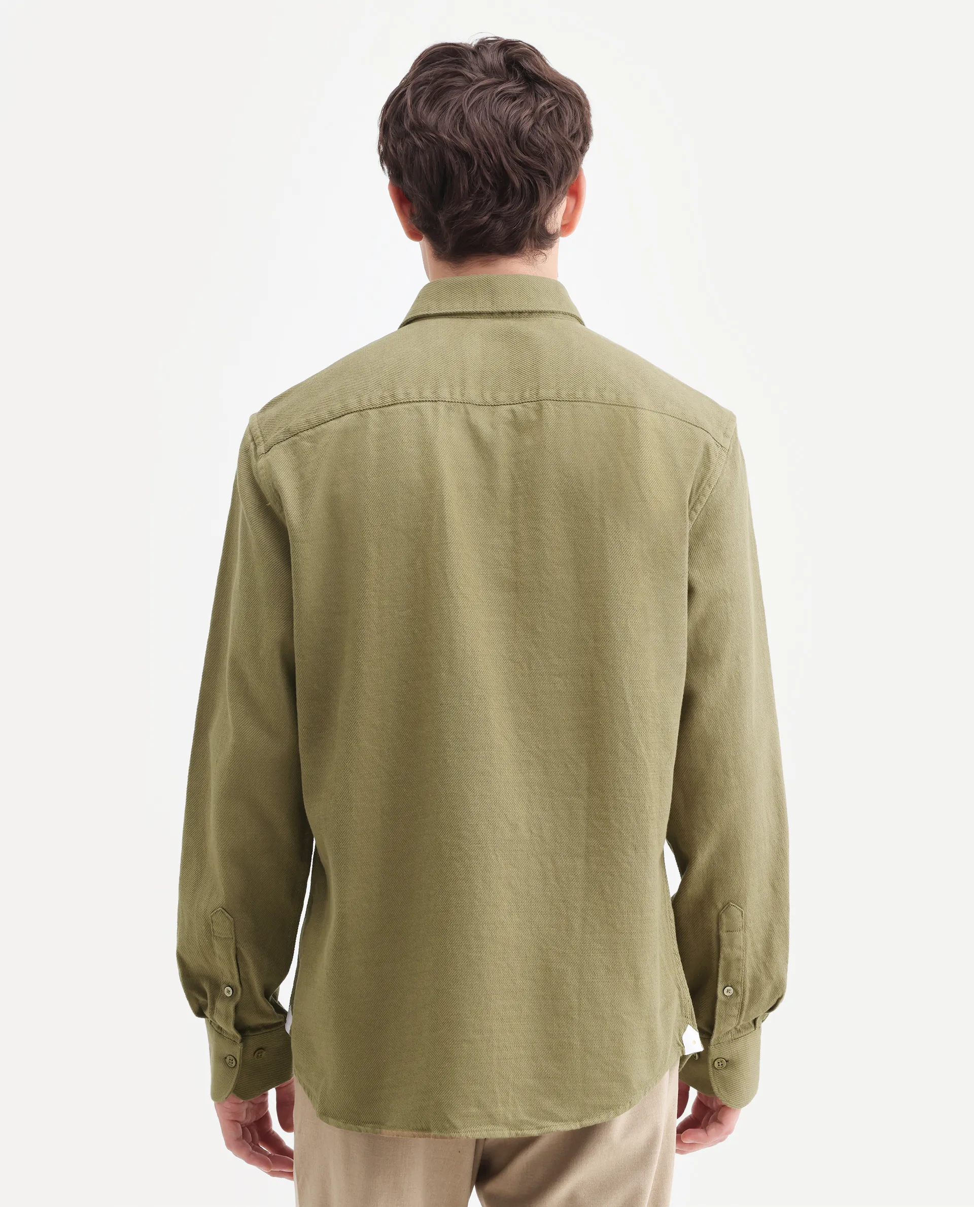 Rare Rabbit Men's Ryka Dusky Olive Cotton Fabric Full Sleeve Collared Regular Fit Plain Shirt - Image 7