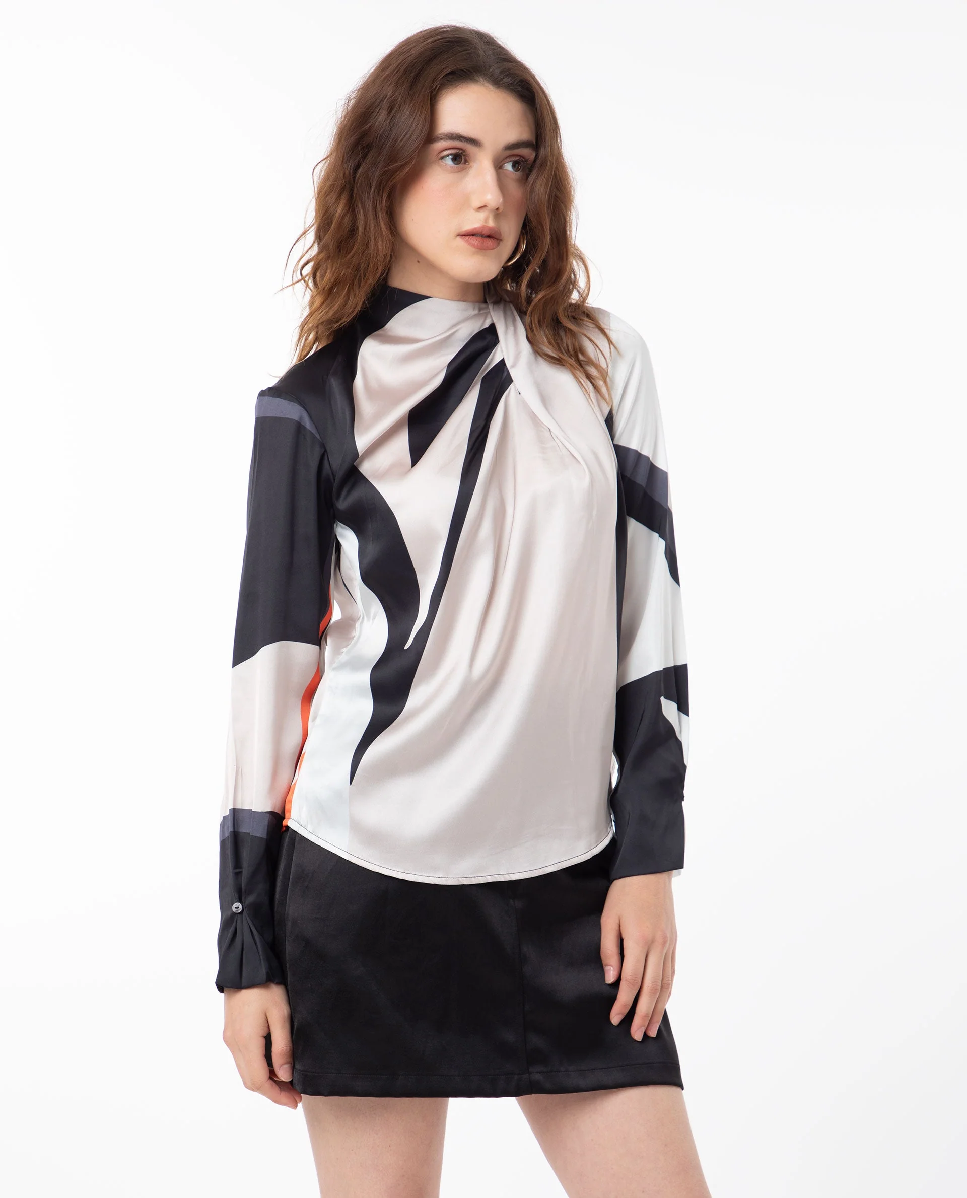 Rareism Women's Saatgan Multi Polyester Cowl Neck Abstract Print Regular Fit Top - Image 5