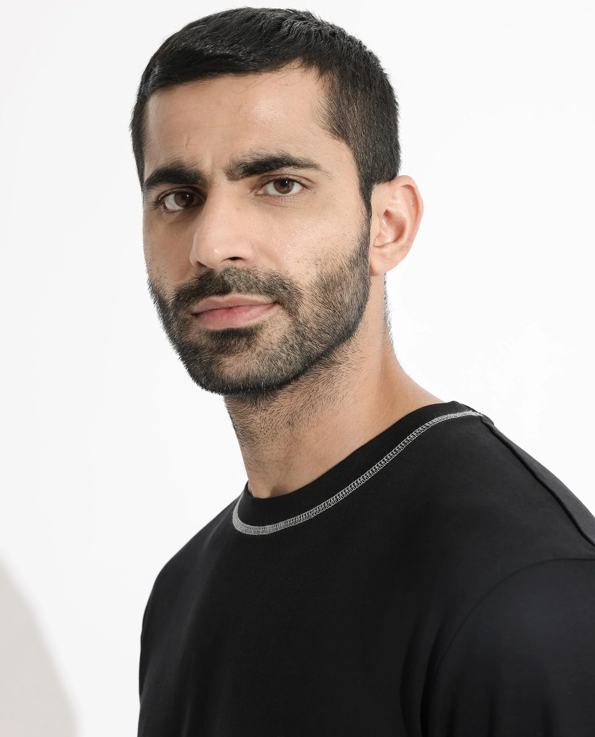 Rare Rabbit Men's Sable Black Cotton Plain Boxy Fit Half Sleeve Crew Neck T-Shirt - Image 5