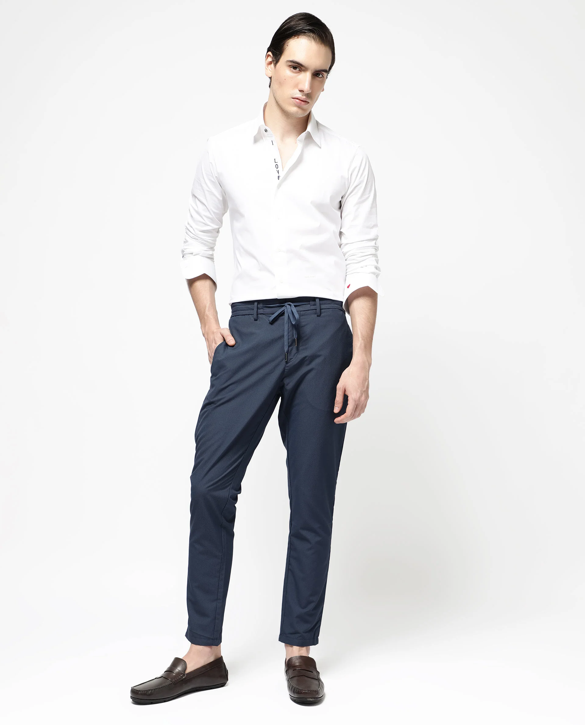 Rare Rabbit Men's Saco Navy Polyester Checked Print Regular Fit Trouser - Image 2
