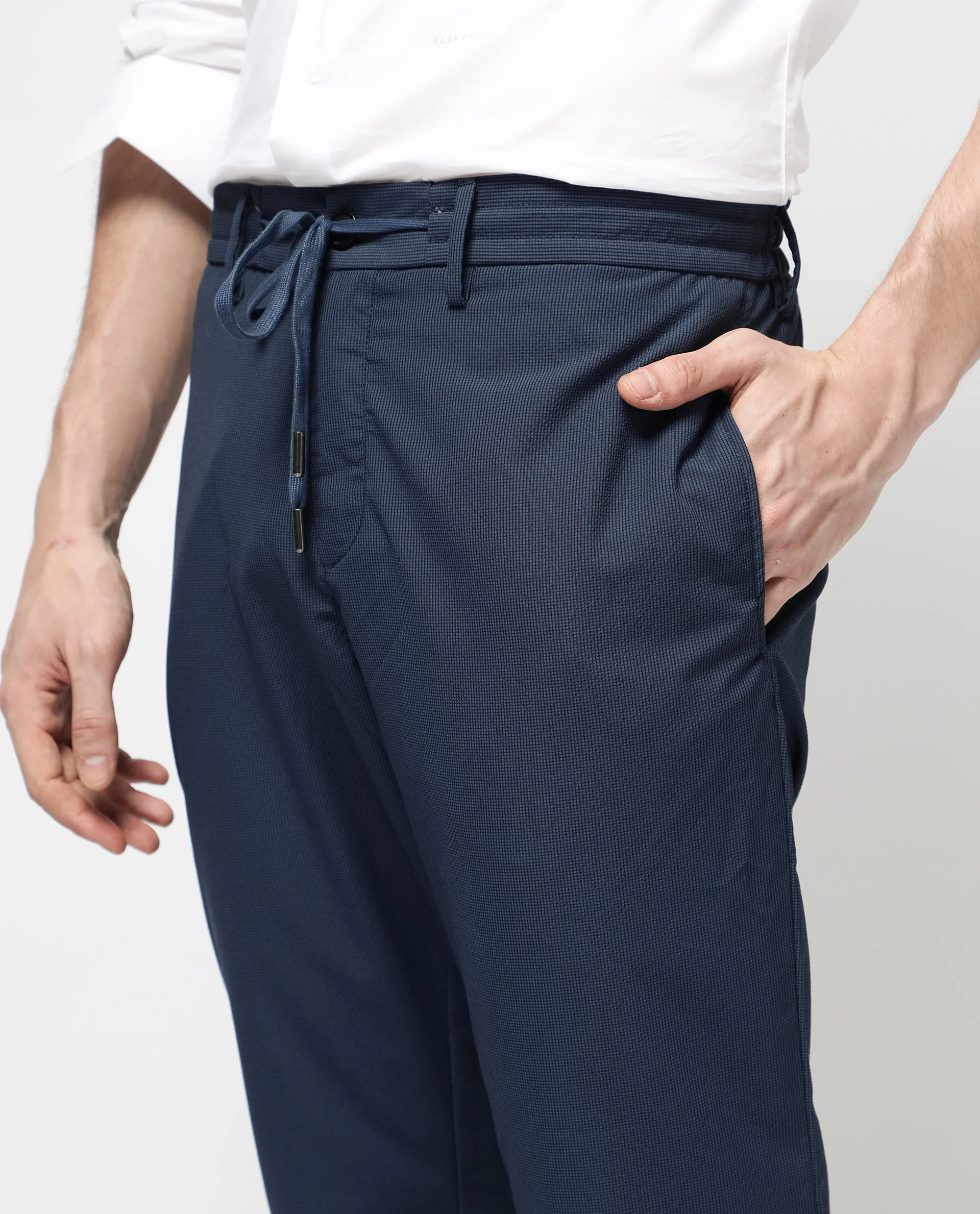 Rare Rabbit Men's Saco Navy Polyester Checked Print Regular Fit Trouser - Image 3