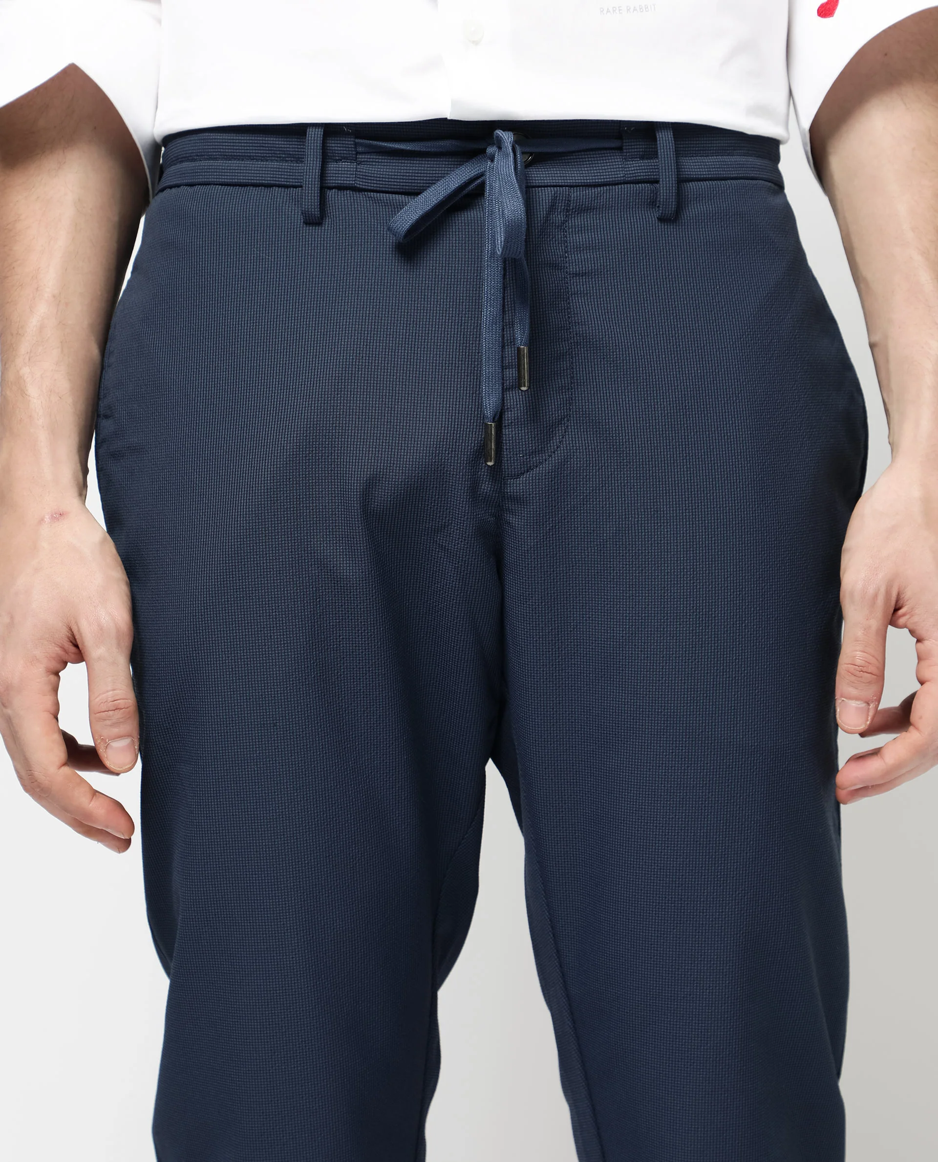 Rare Rabbit Men's Saco Navy Polyester Checked Print Regular Fit Trouser - Image 4