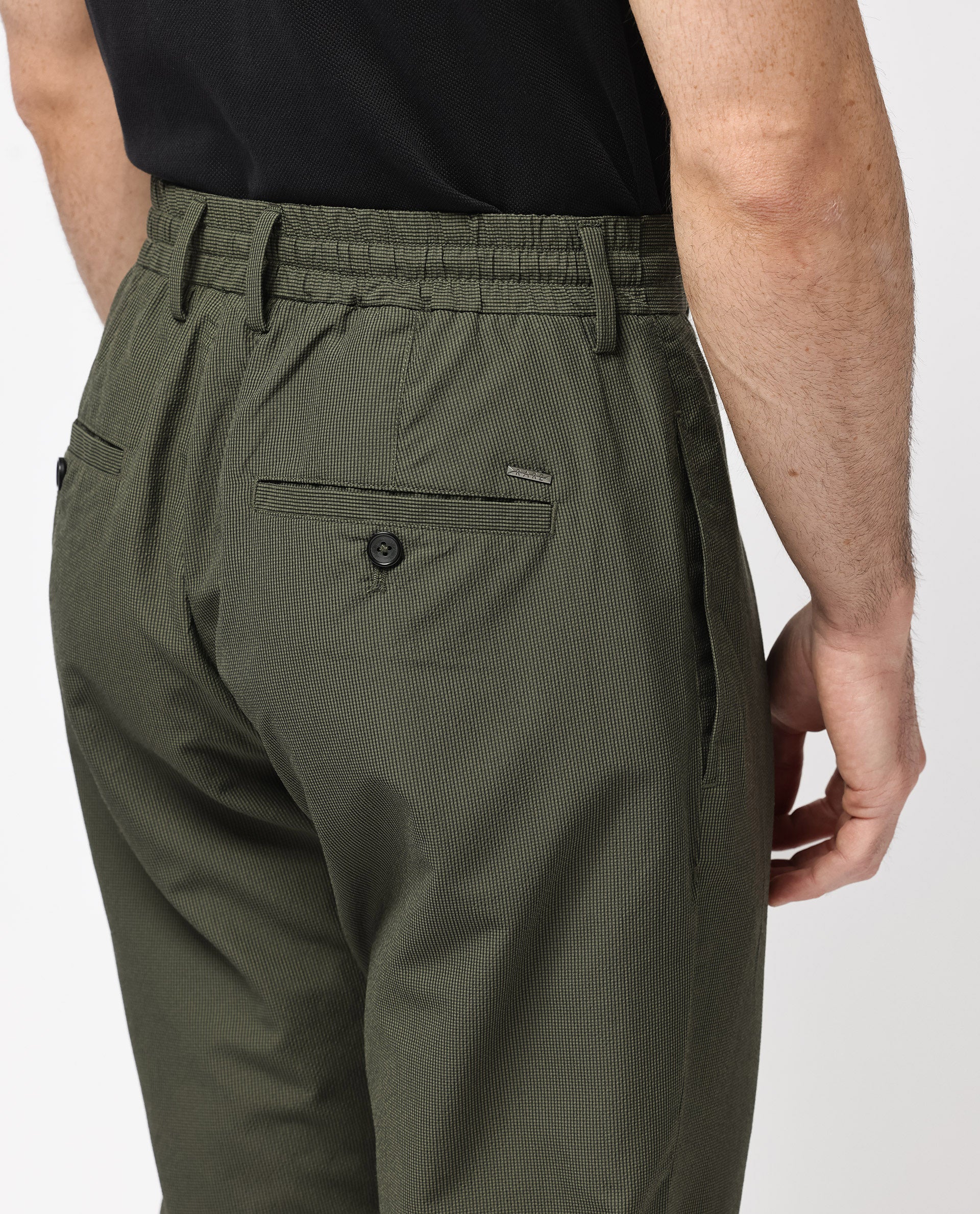 Rare Rabbit Men's Saco Olive Polyester Checked Print Regular Fit Trouser - Image 4