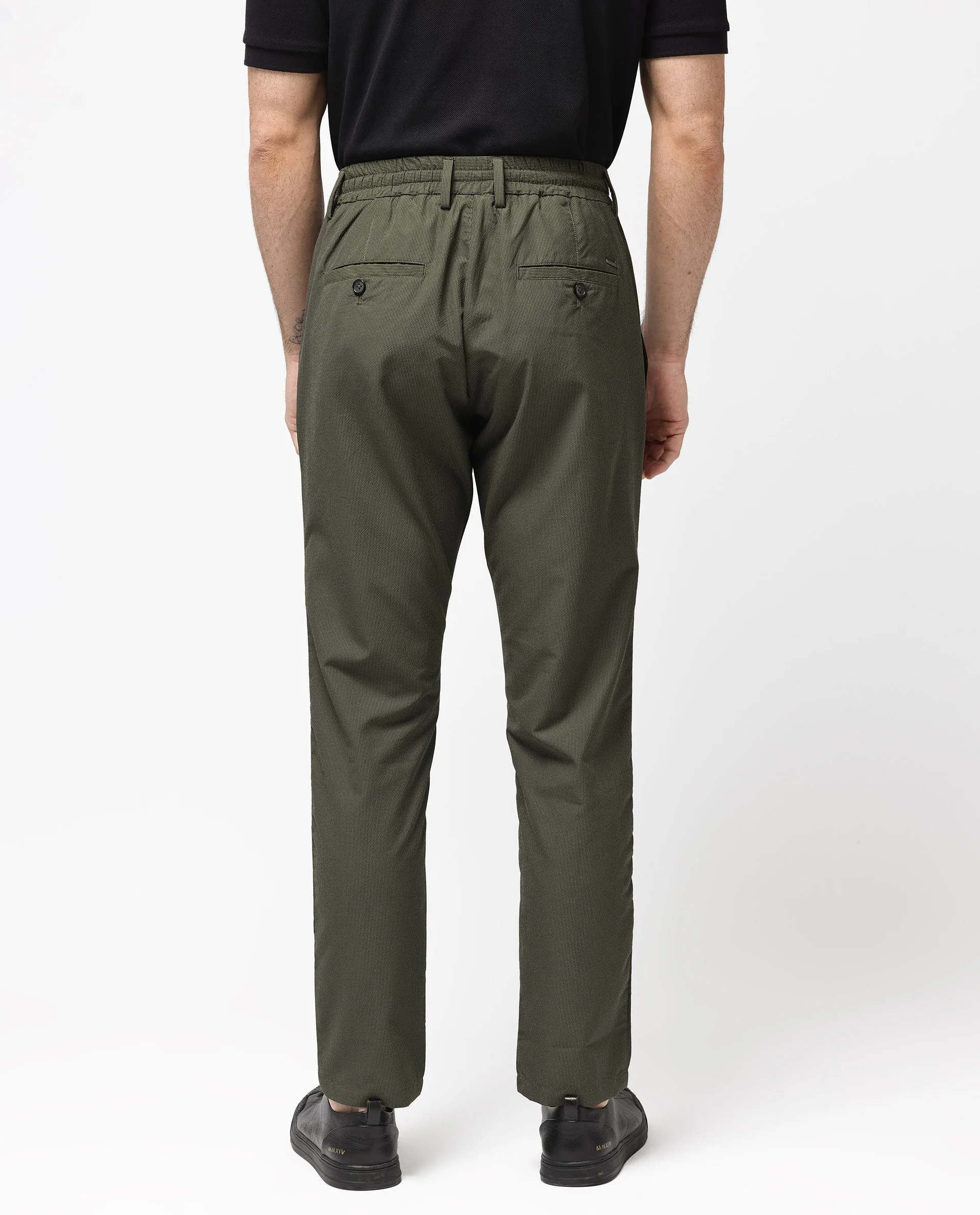 Rare Rabbit Men's Saco Olive Polyester Checked Print Regular Fit Trouser - Image 6