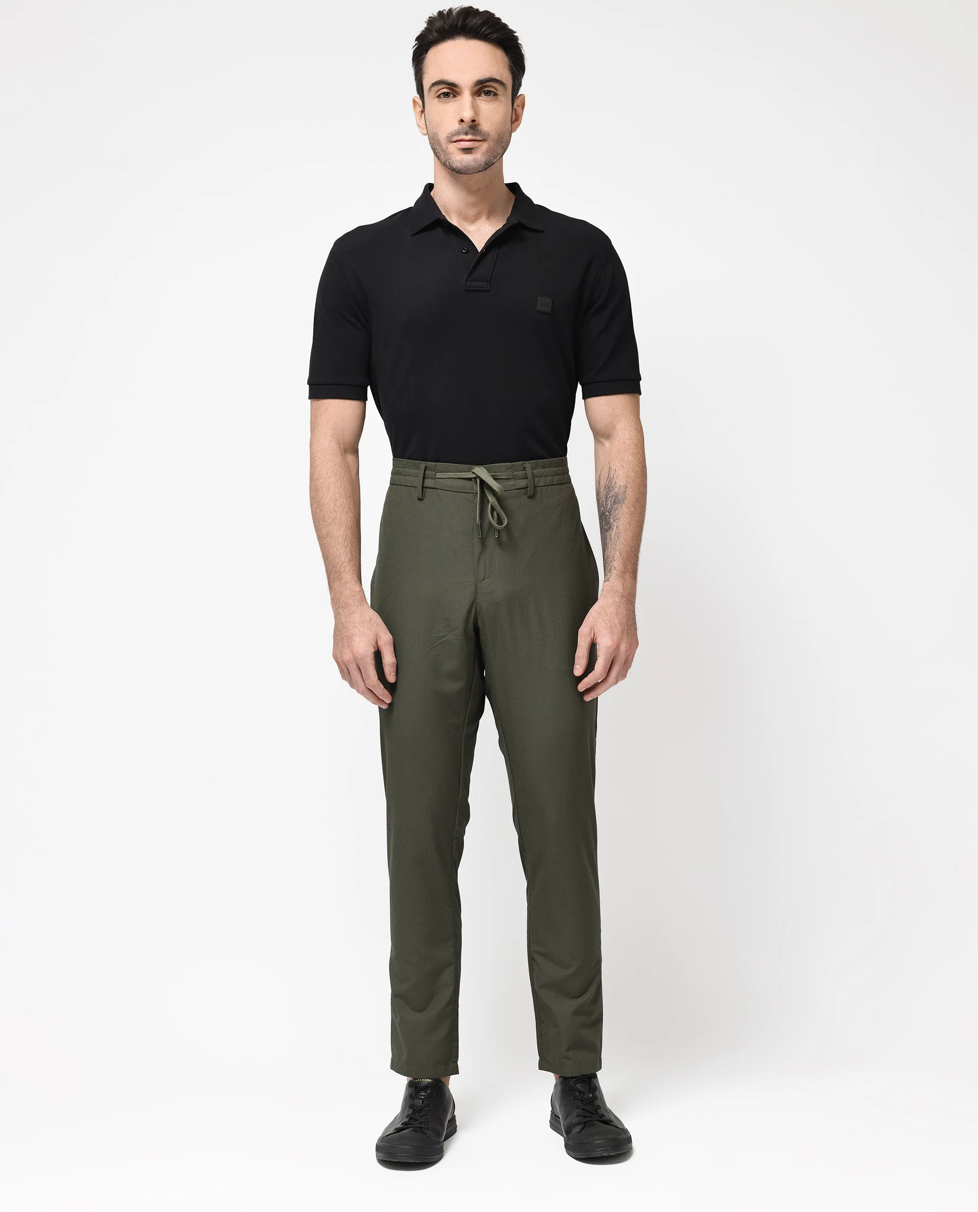 Rare Rabbit Men's Saco Olive Polyester Checked Print Regular Fit Trouser - Image 8