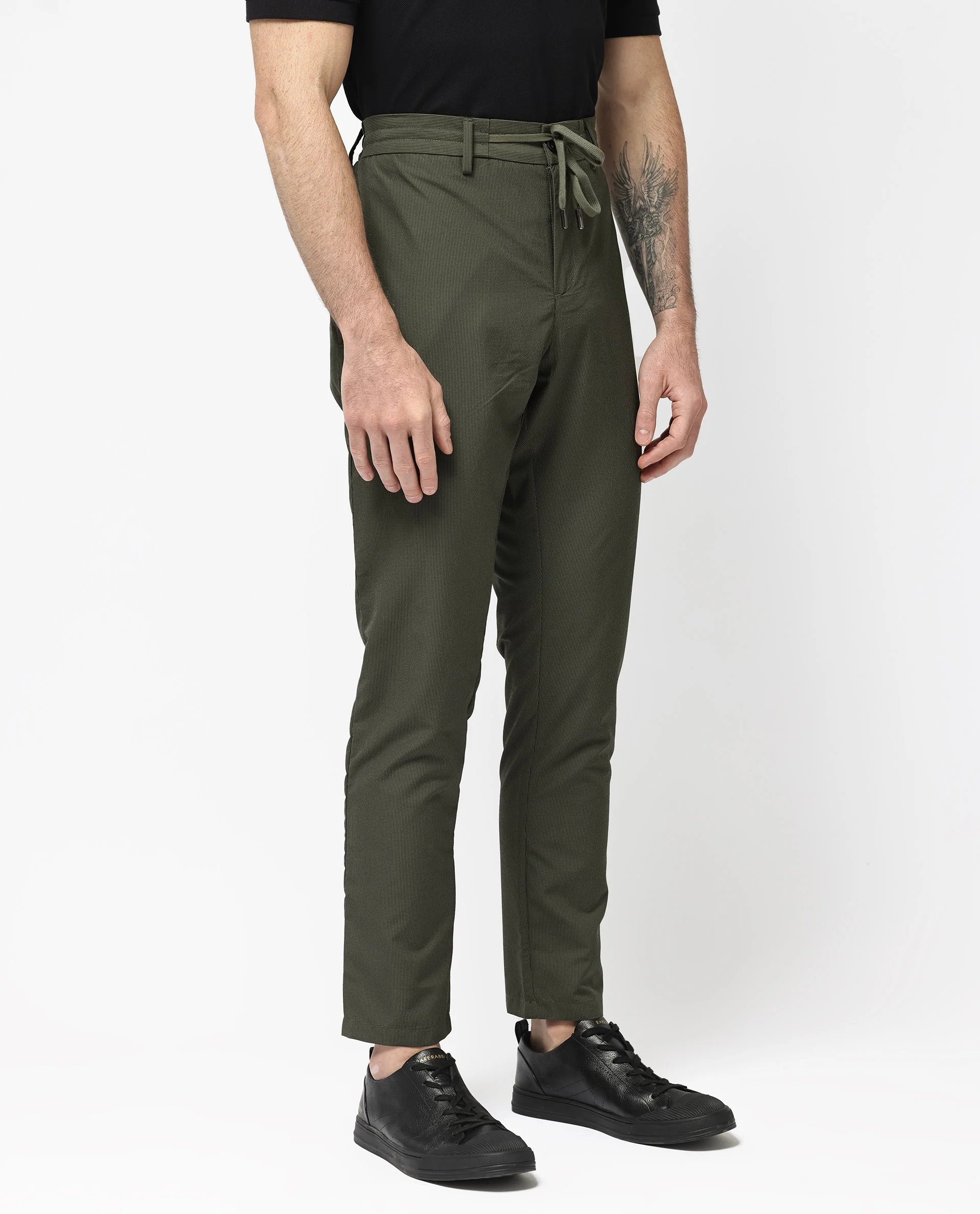 Rare Rabbit Men's Saco Olive Polyester Checked Print Regular Fit Trouser - Image 9