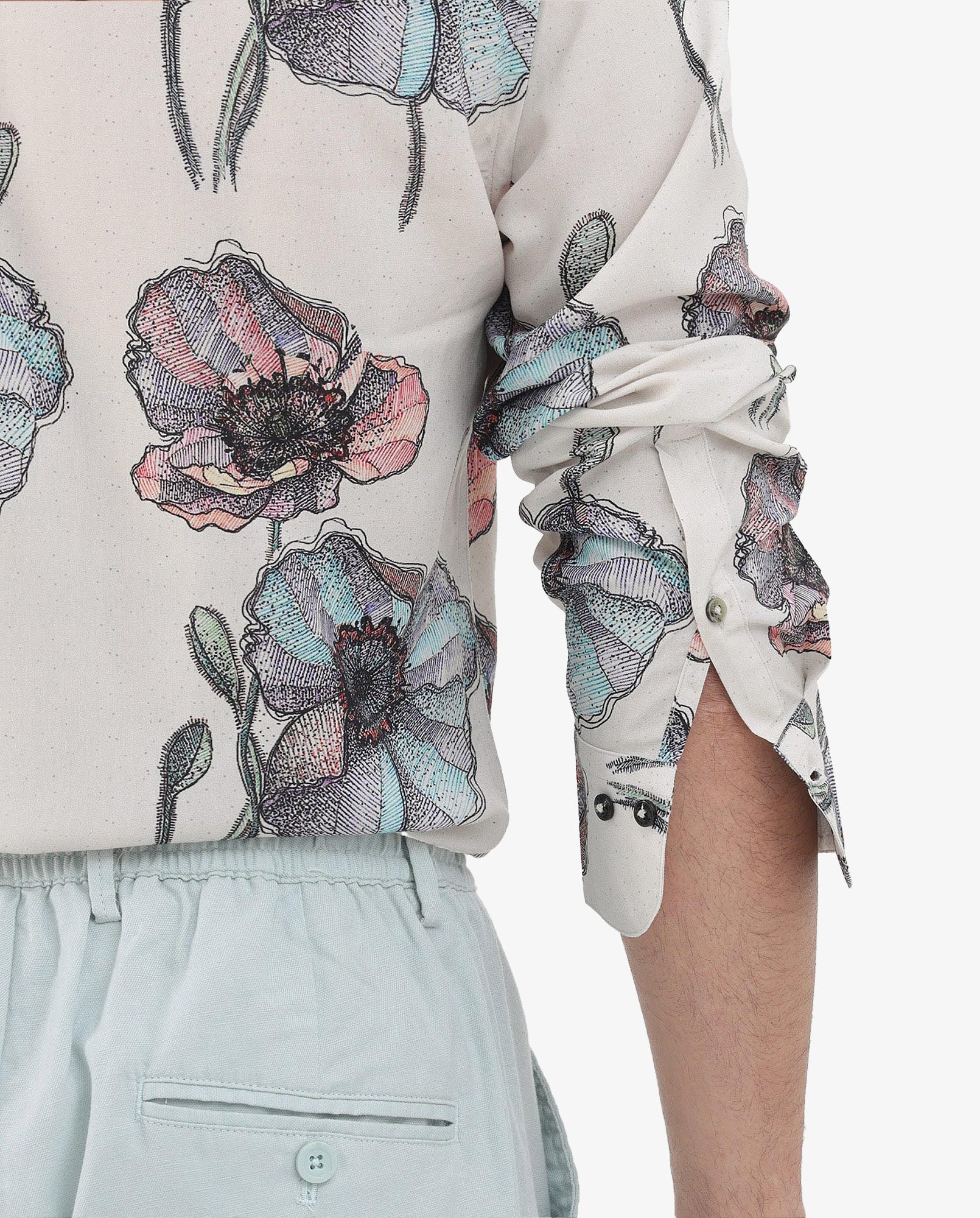 Rare Rabbit Men's Saddle Light Pink Viscose Floral Print Regular Fit Full Sleeve Collared Shirt - Image 6