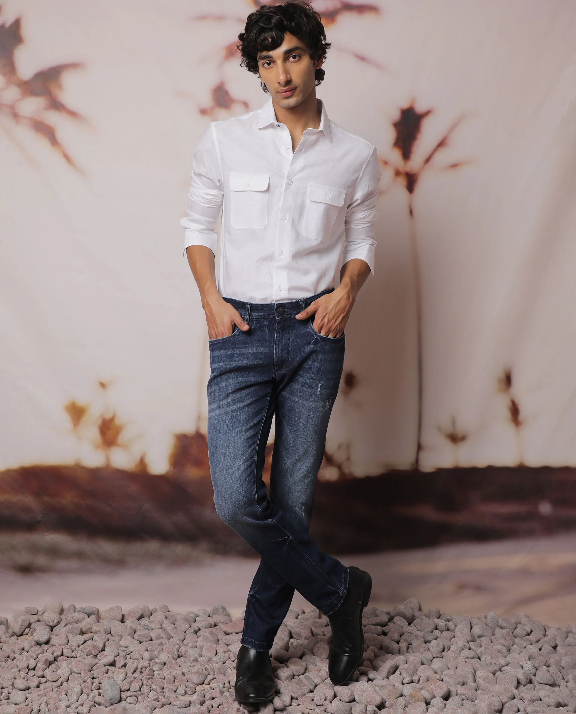 Rare Rabbit Men's Safa Ls White Cotton Plain Regular Fit Full Sleeve Collared Shirt - Image 2