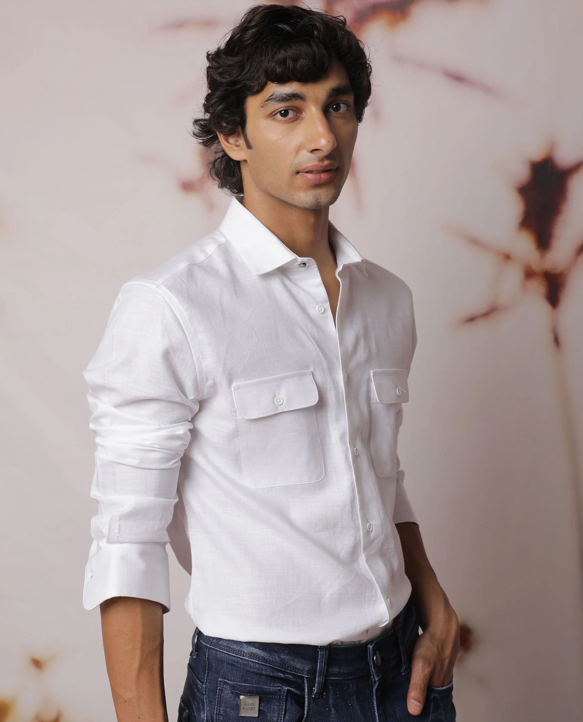 Rare Rabbit Men's Safa Ls White Cotton Plain Regular Fit Full Sleeve Collared Shirt - Image 3