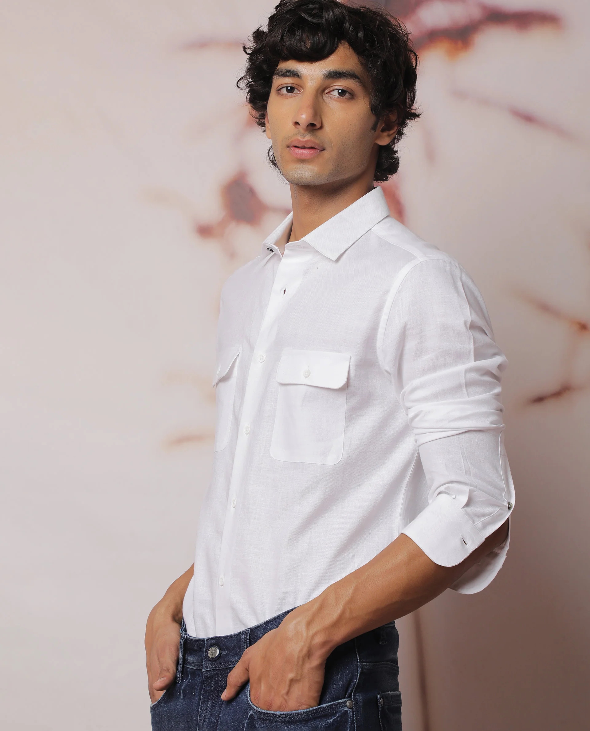 Rare Rabbit Men's Safa Ls White Cotton Plain Regular Fit Full Sleeve Collared Shirt - Image 6
