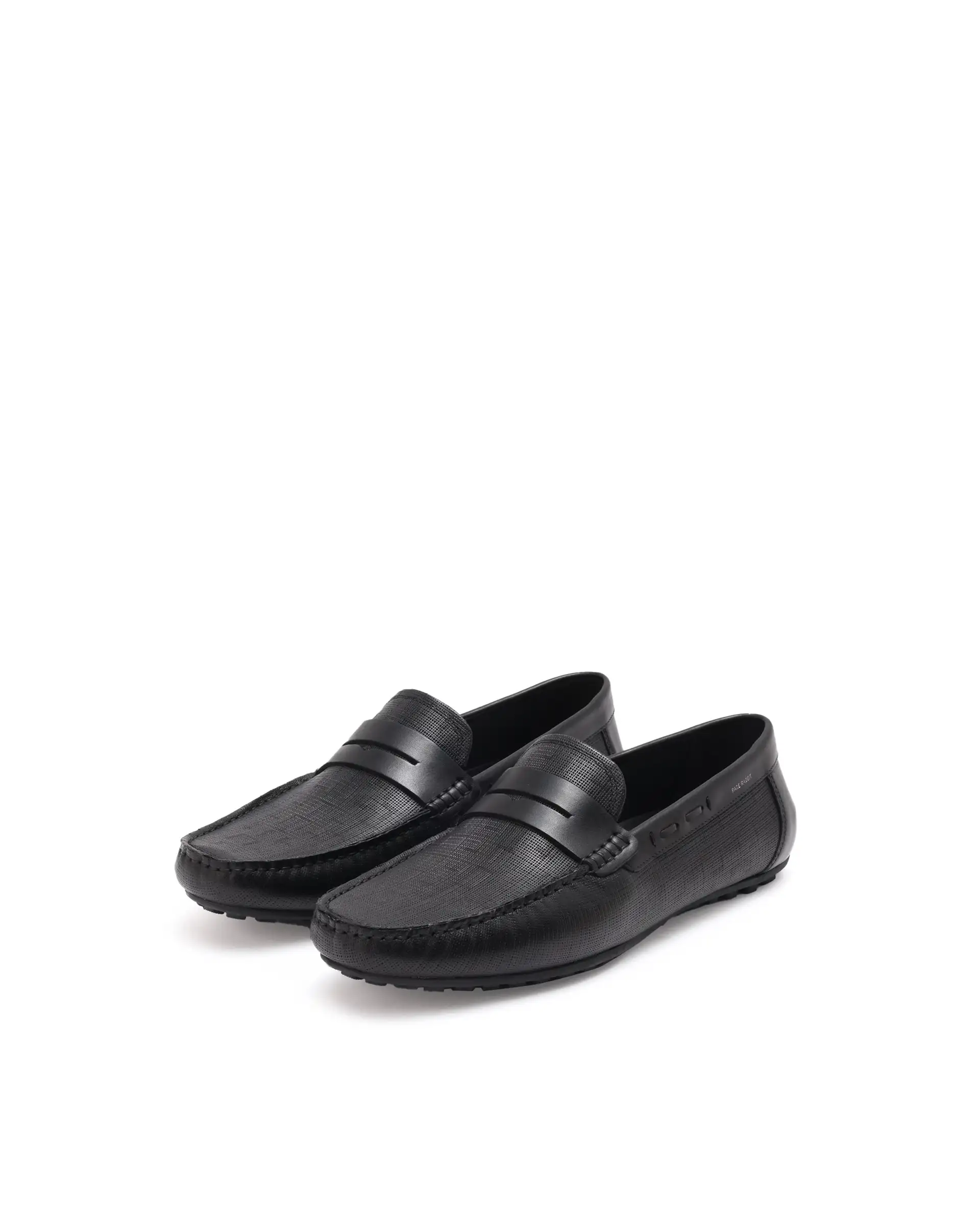 Rare Rabbit Men's Saffian Black Slip-On Textured Genuine Leather Driver Moccasin - Image 4