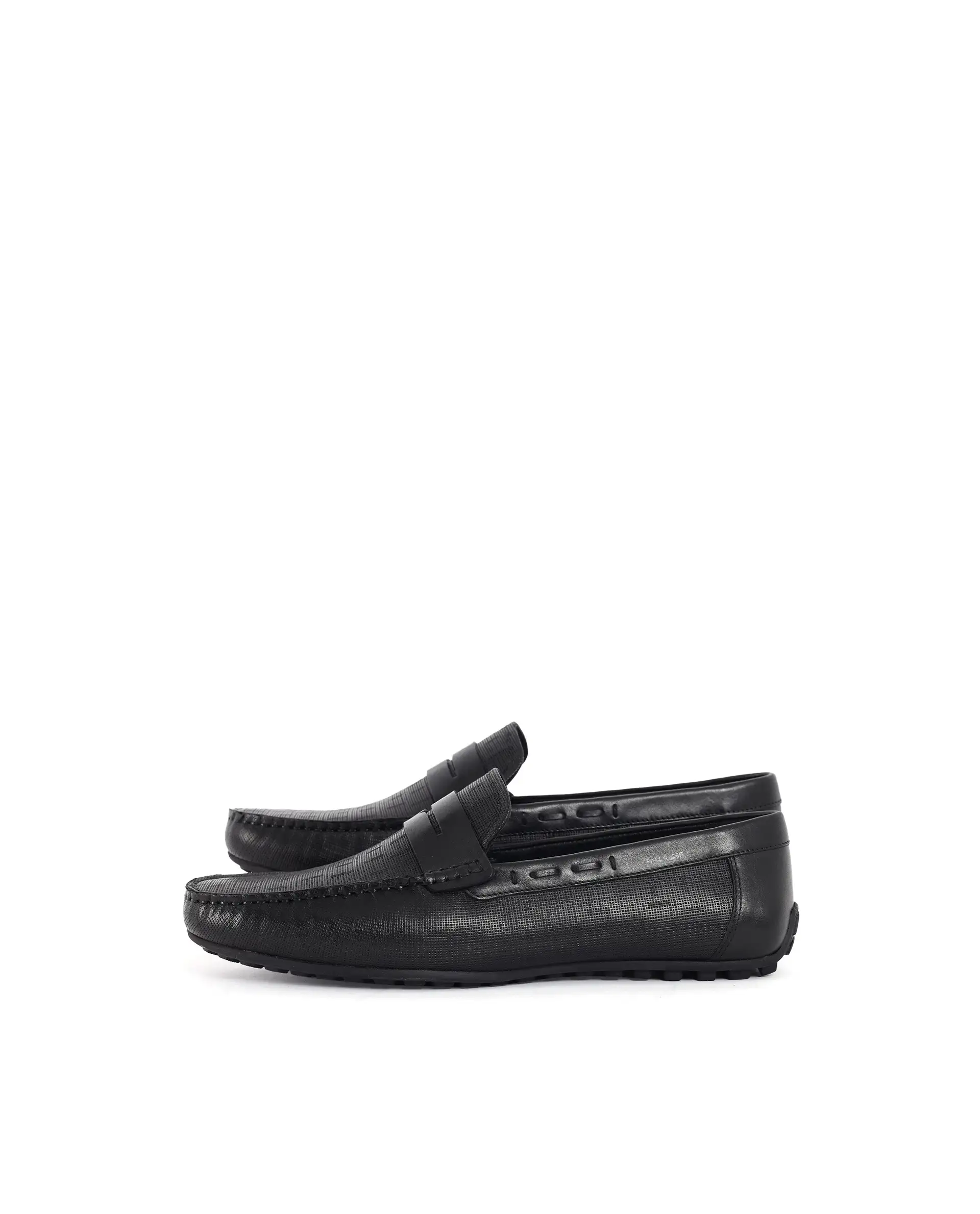 Rare Rabbit Men's Saffian Black Slip-On Textured Genuine Leather Driver Moccasin - Image 6