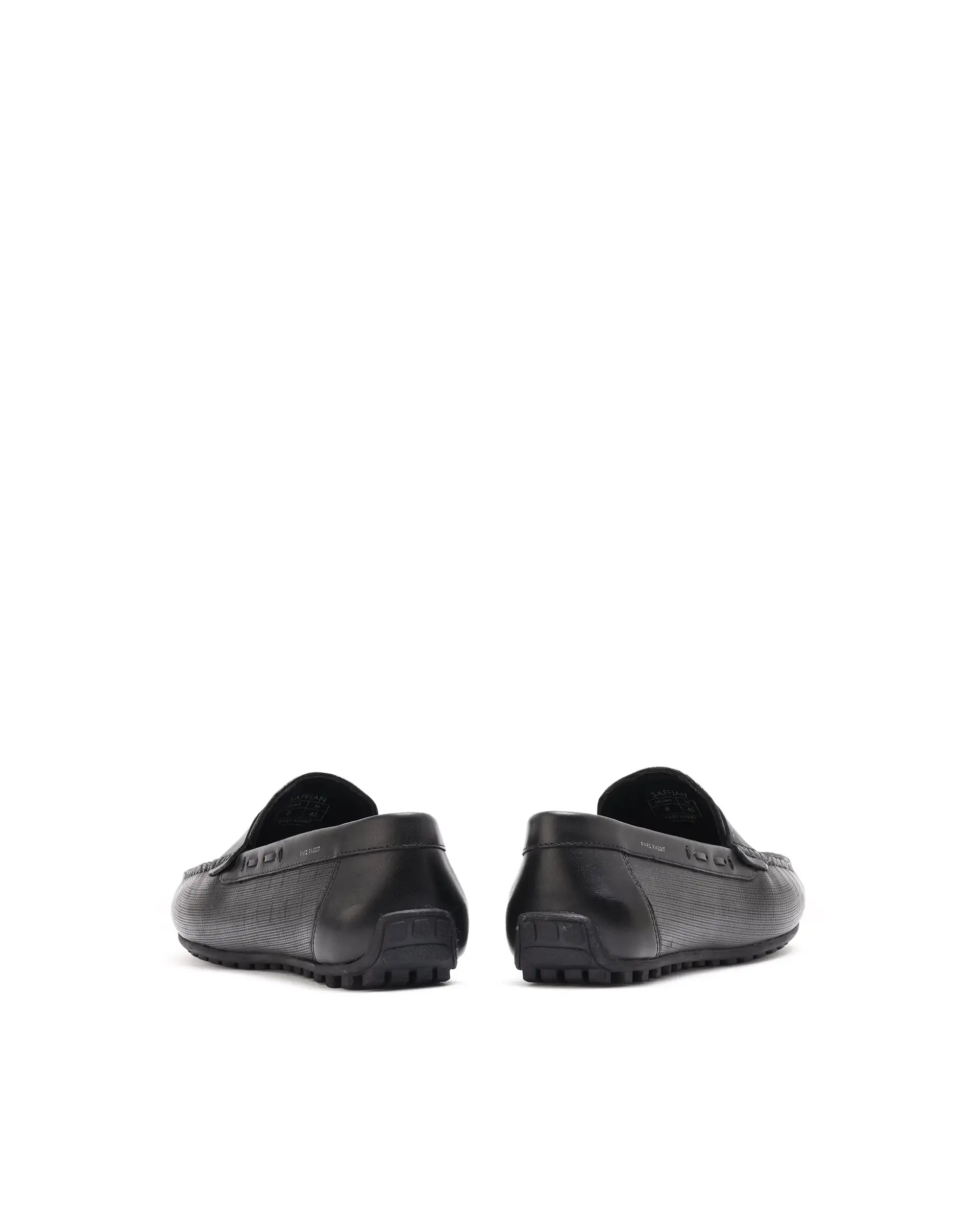 Rare Rabbit Men's Saffian Black Slip-On Textured Genuine Leather Driver Moccasin - Image 7