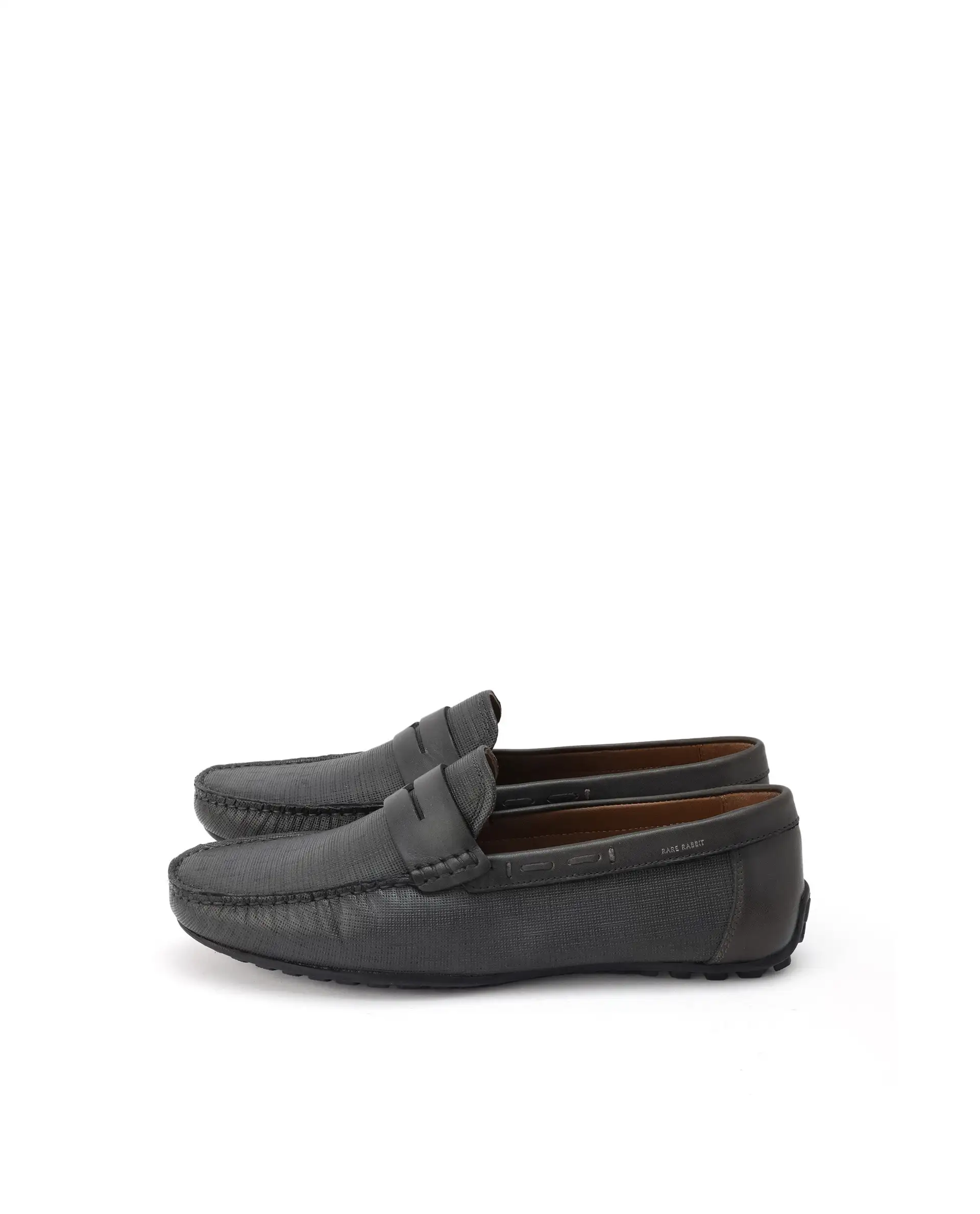 Rare Rabbit Men's Saffian Dark Olive Slip-On Textured Genuine Leather Driver Moccasin - Image 5
