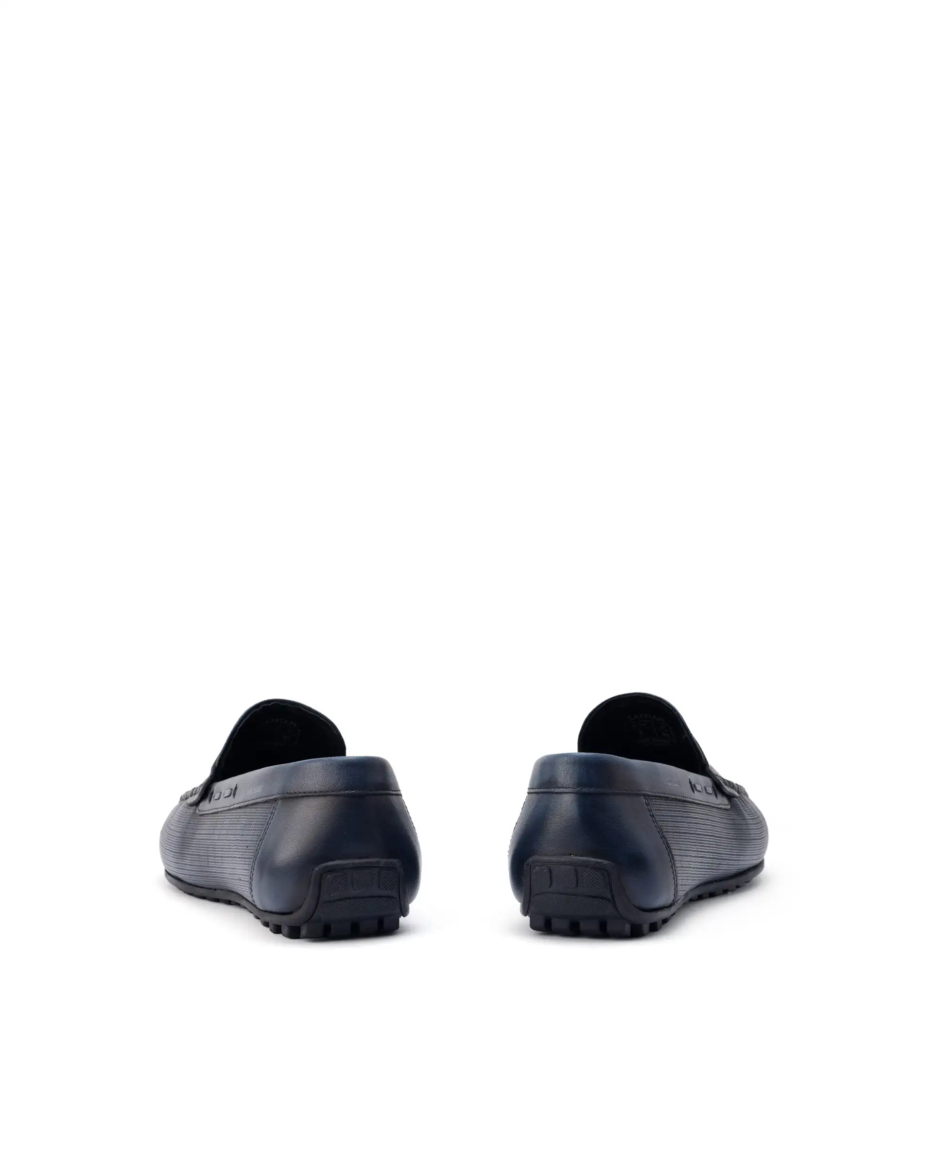 Rare Rabbit Men's Saffian Navy Slip-On Textured Genuine Leather Driver Moccasin - Image 6