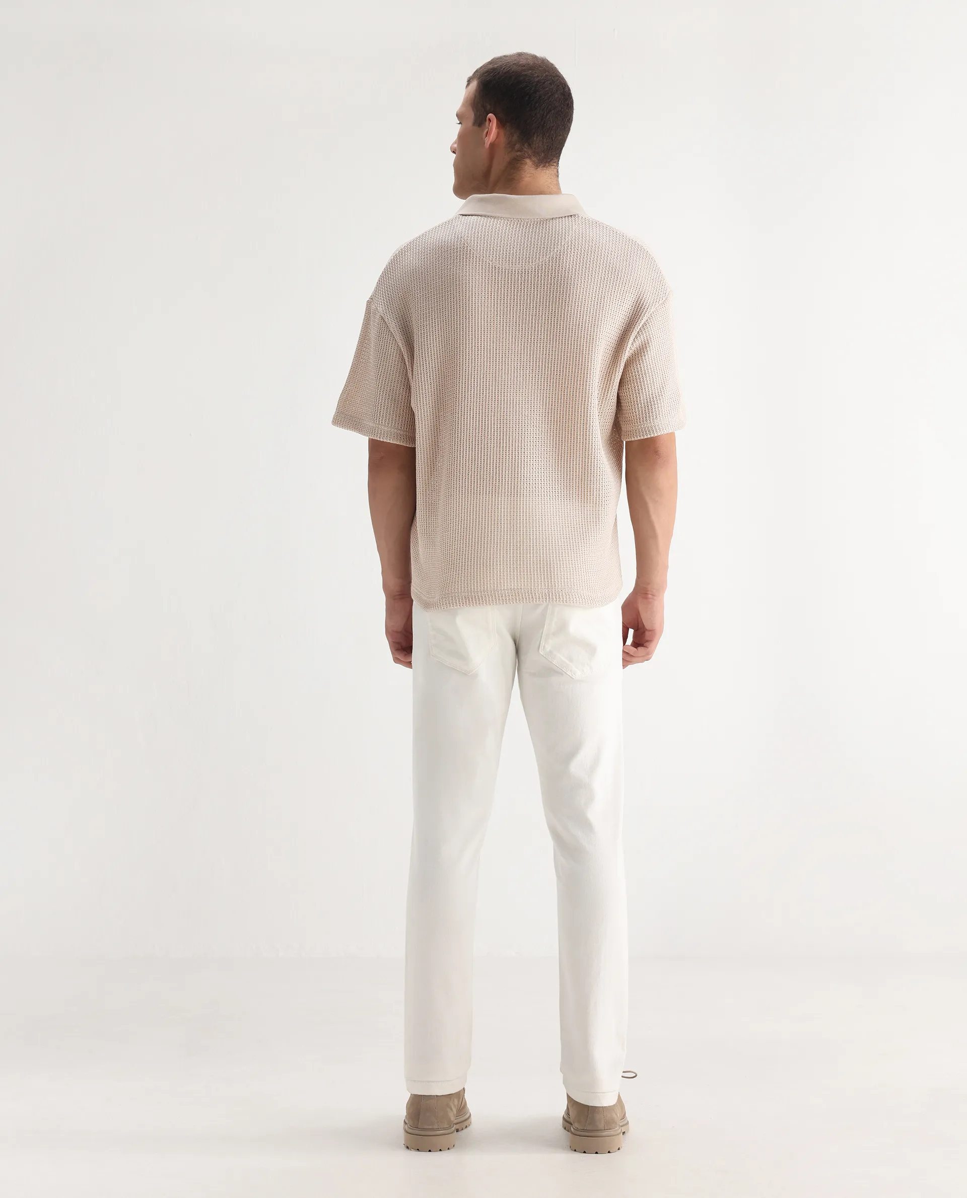 Rare Rabbit Men's Safi White Cotton Blend Plain Hawk Slim Fit Jeans - Image 9