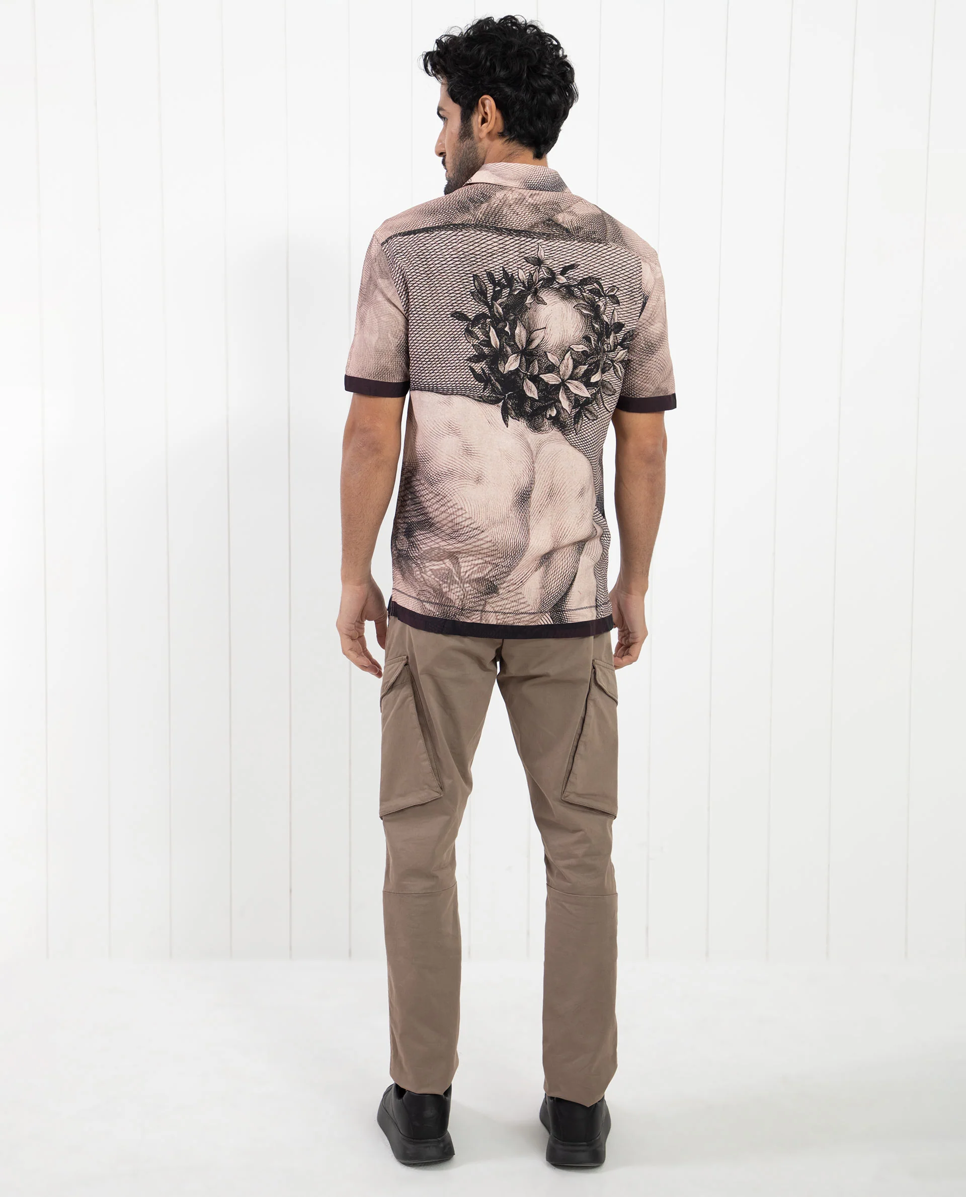 Rare Rabbit Men's Sagua Beige Viscose Floral Print Regular Fit Half Sleeve Cuban Collar Shirt - Image 9