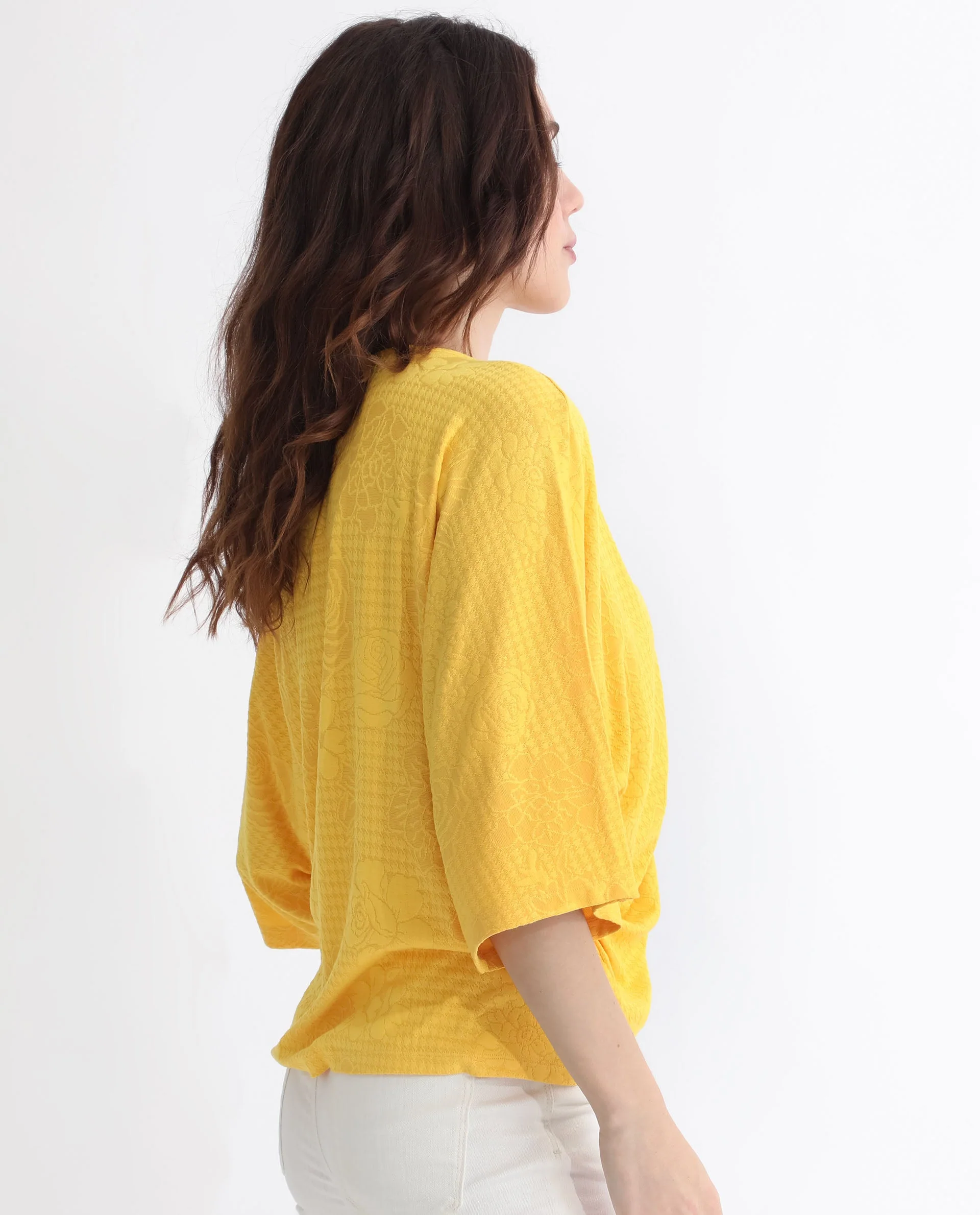 Rareism Women's Saim Yellow Polyester V-Neck Floral Print Extended Sleeves Relaxed Fit Top - Image 12