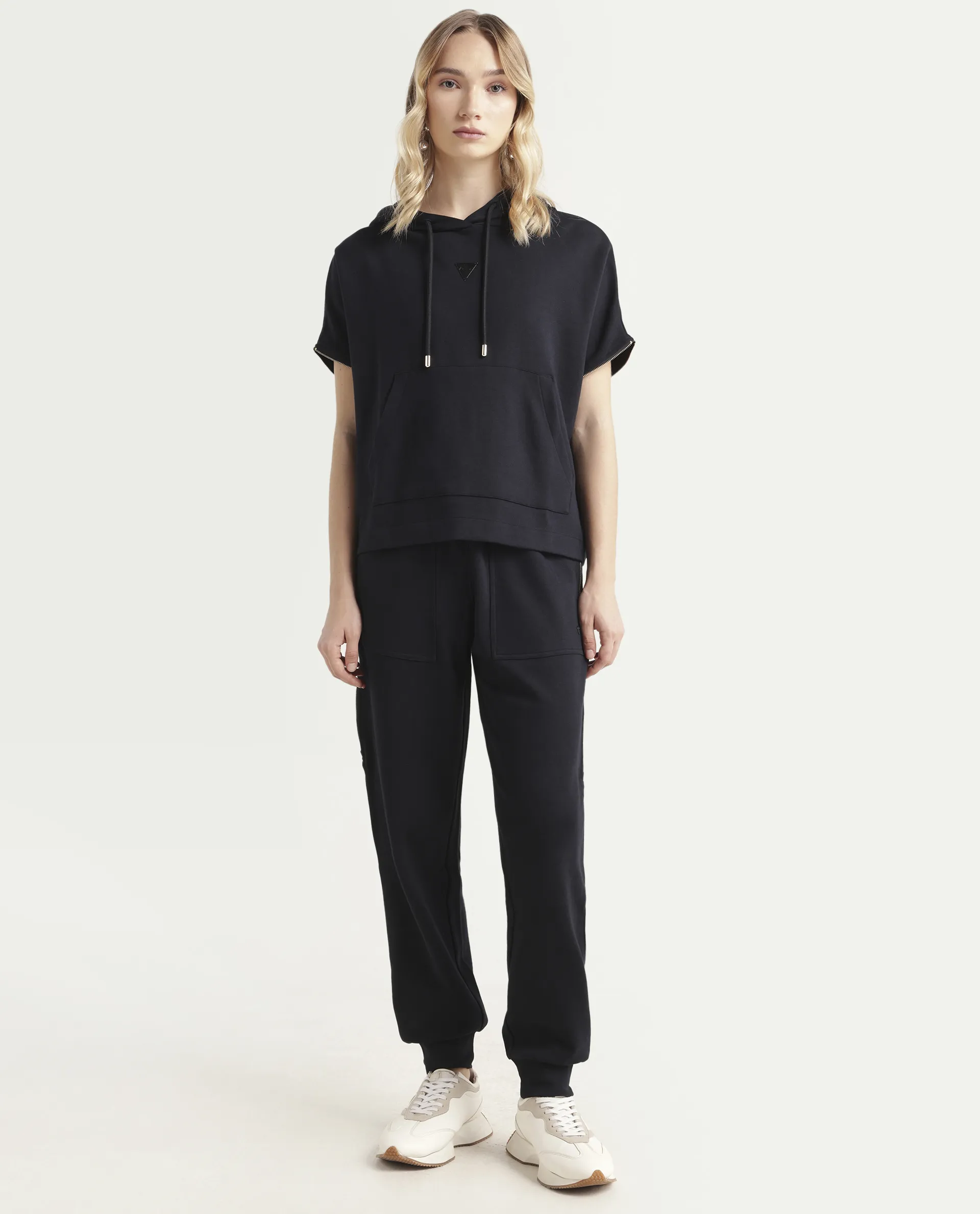 Rareism Women's Saints Black Cotton Blend Plain Ankle Length Regular Fit Track Pant - Image 2