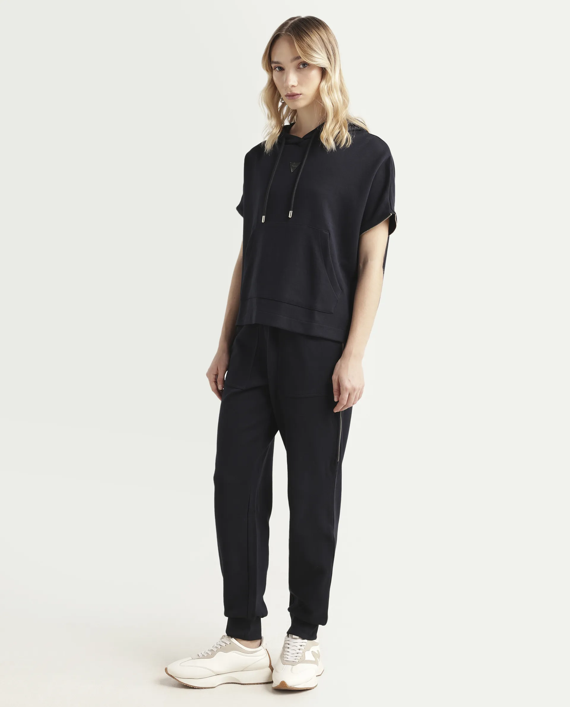 Rareism Women's Saints Black Cotton Blend Plain Ankle Length Regular Fit Track Pant - Image 5