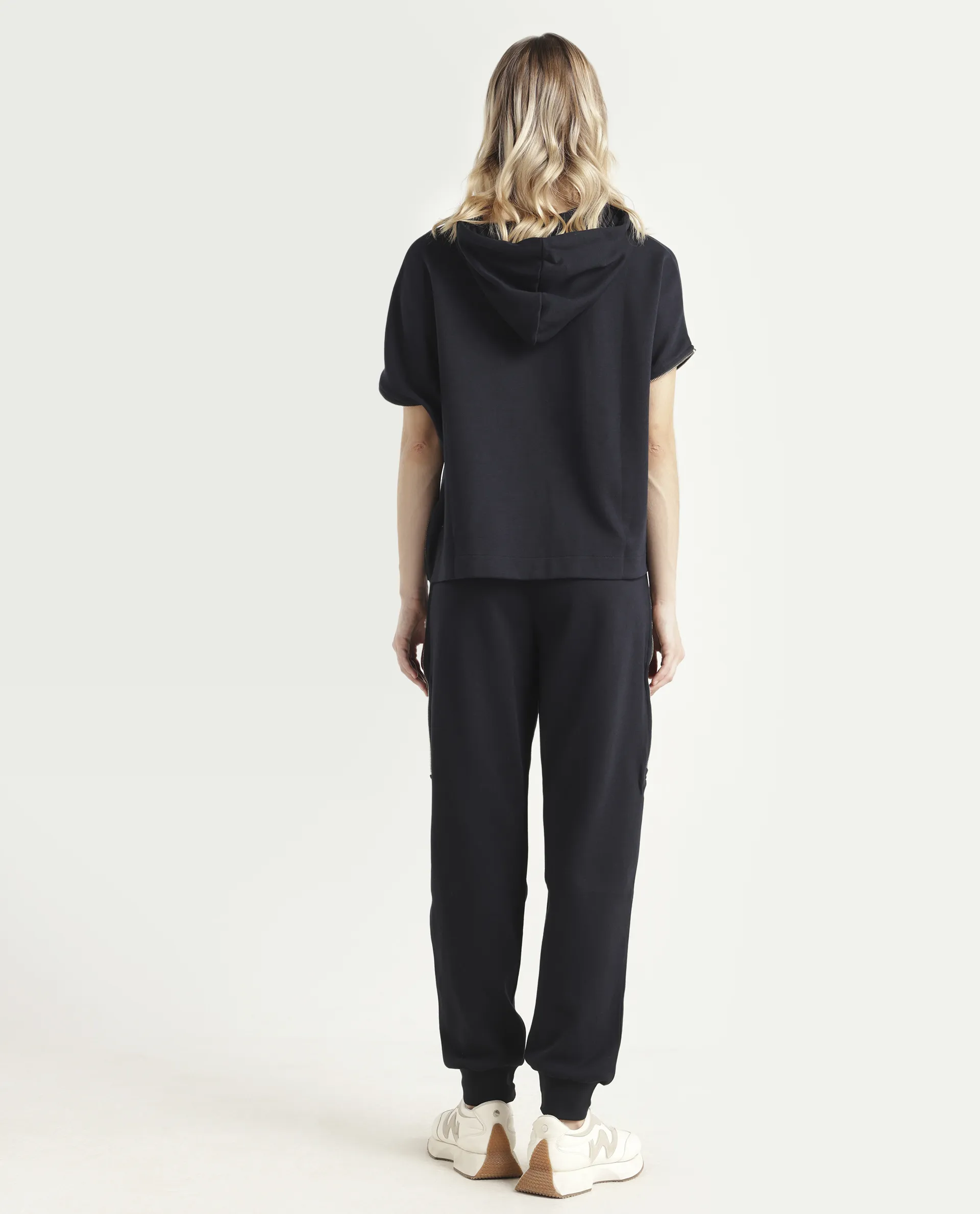 Rareism Women's Saints Black Cotton Blend Plain Ankle Length Regular Fit Track Pant - Image 7