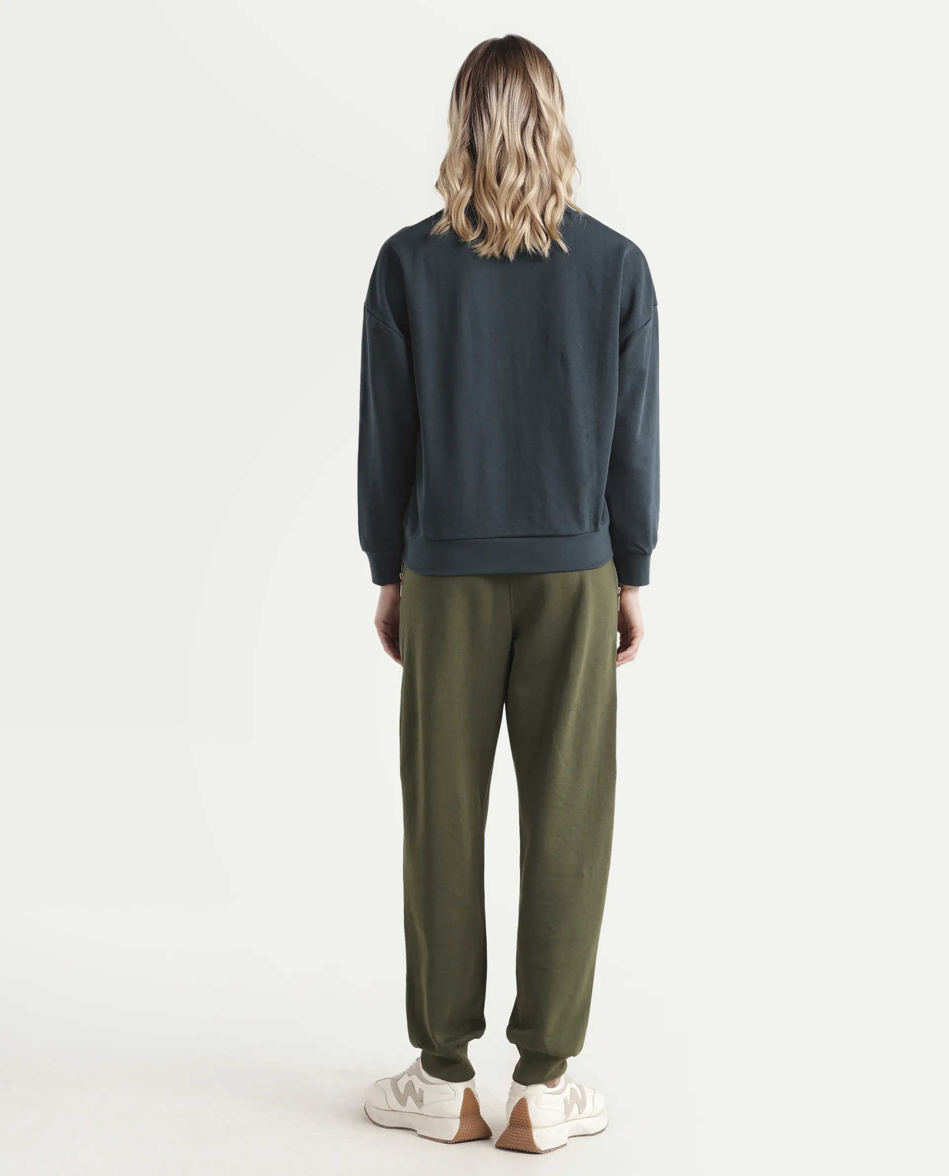 Rareism Women's Saints Olive Cotton Blend Plain Ankle Length Regular Fit Track Pant - Image 7