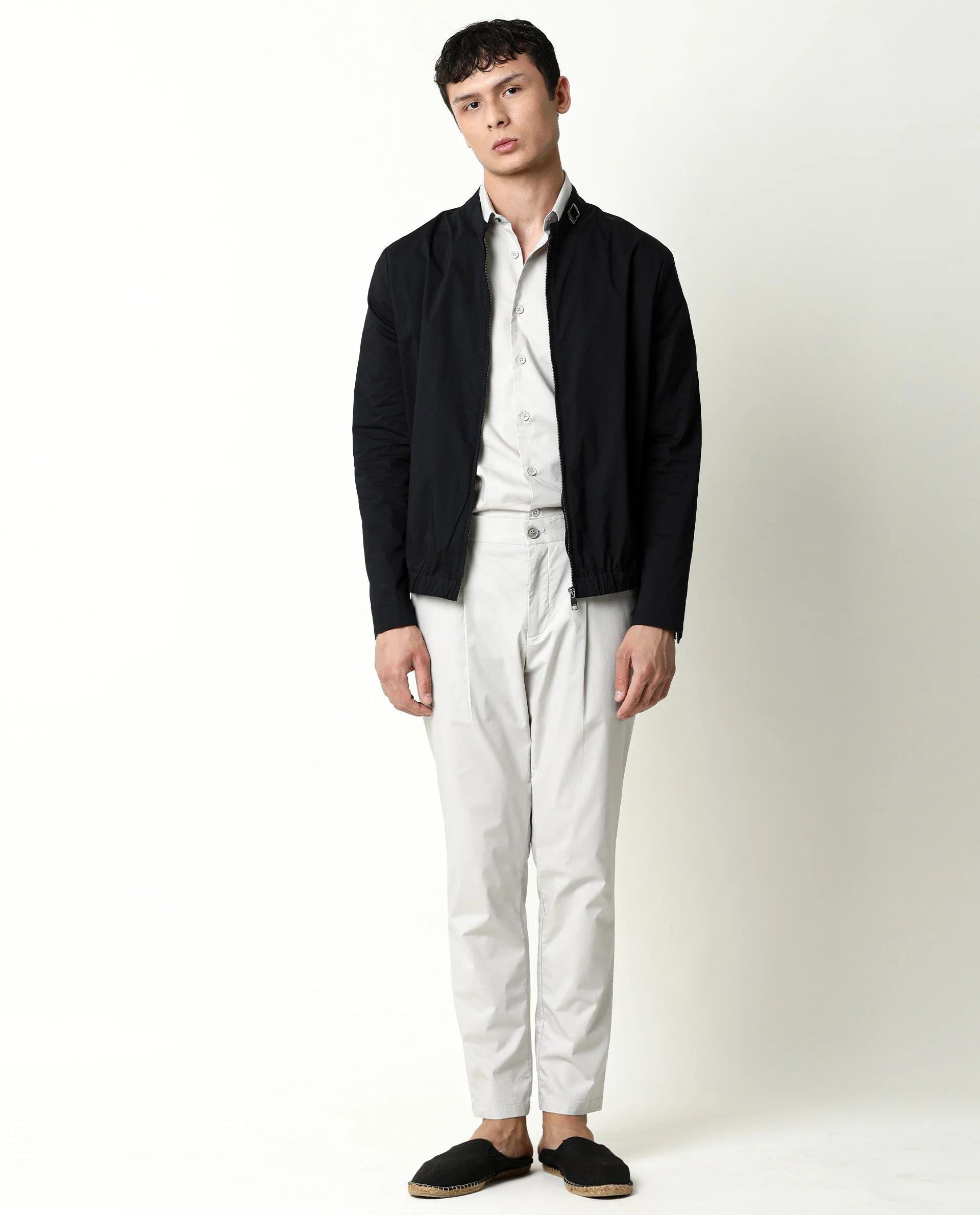 Rare Rabbit Men's Saka Navy Cotton Plain Regular Fit Full Sleeve Mandarin Collar Jacket - Image 3