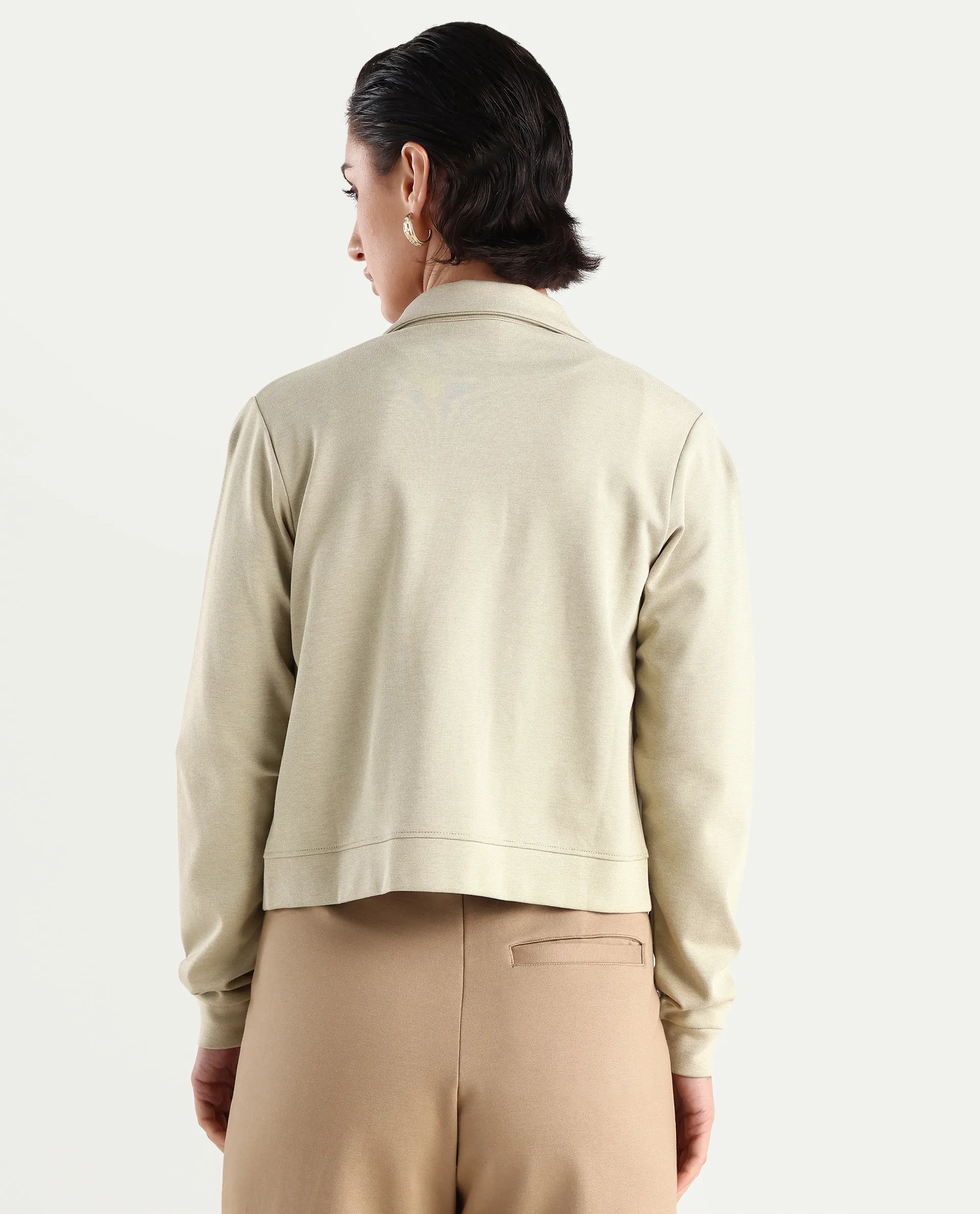 Rareism Women's Sakaryan Beige Cotton Blend Spread Collar Plain Relaxed Fit Shirt - Image 7