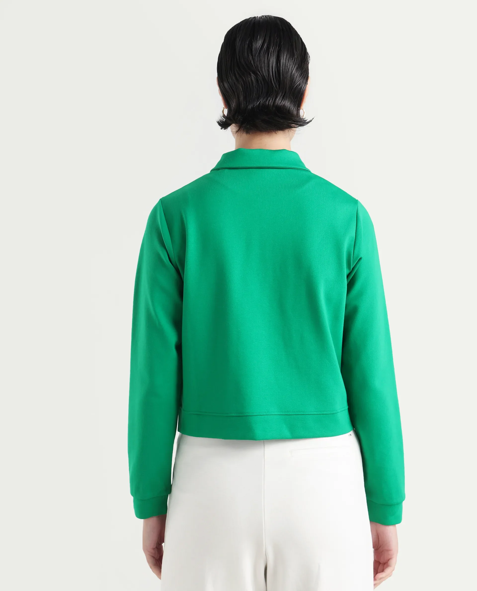 Rareism Women's Sakaryan Green Cotton Blend Spread Collar Plain Regular Fit Shirt - Image 7