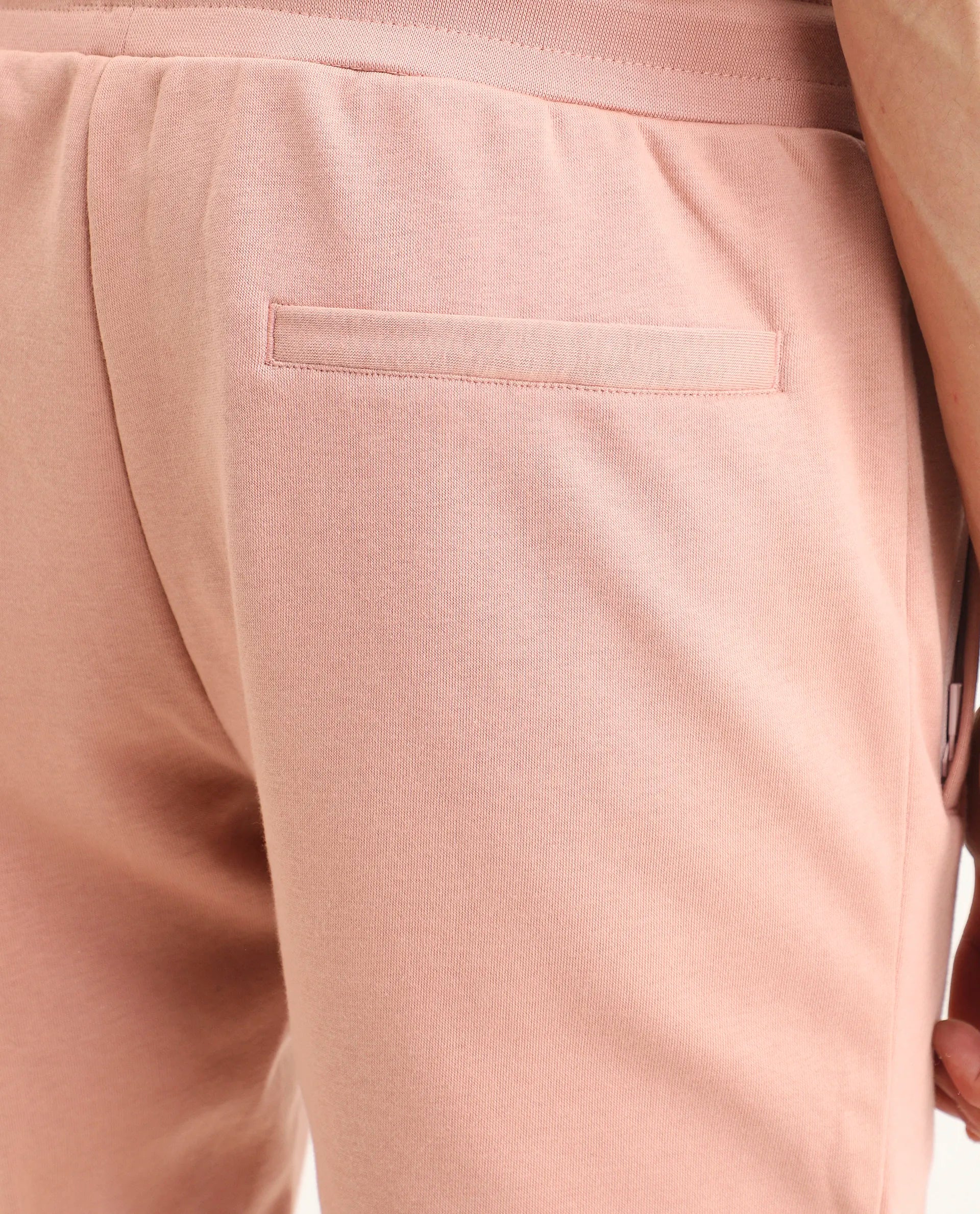 Rare Rabbit Men's Saku Peach Cotton Plain Regular Fit Joggers - Image 5