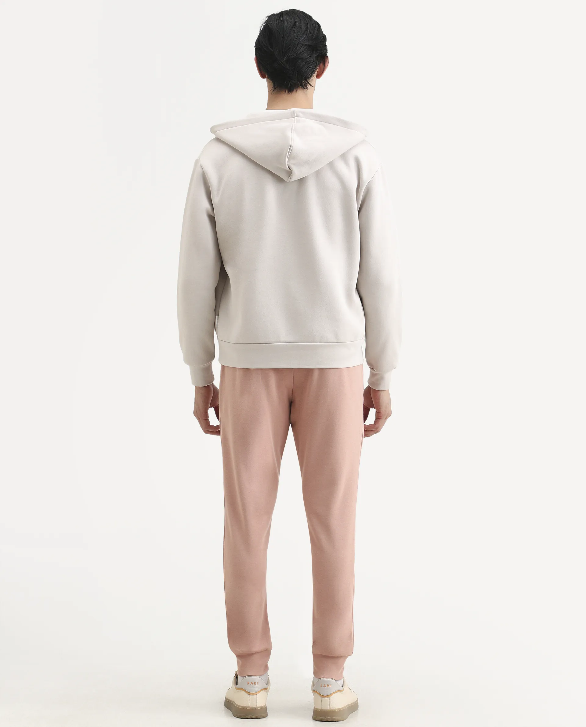 Rare Rabbit Men's Saku Peach Cotton Plain Regular Fit Joggers - Image 8