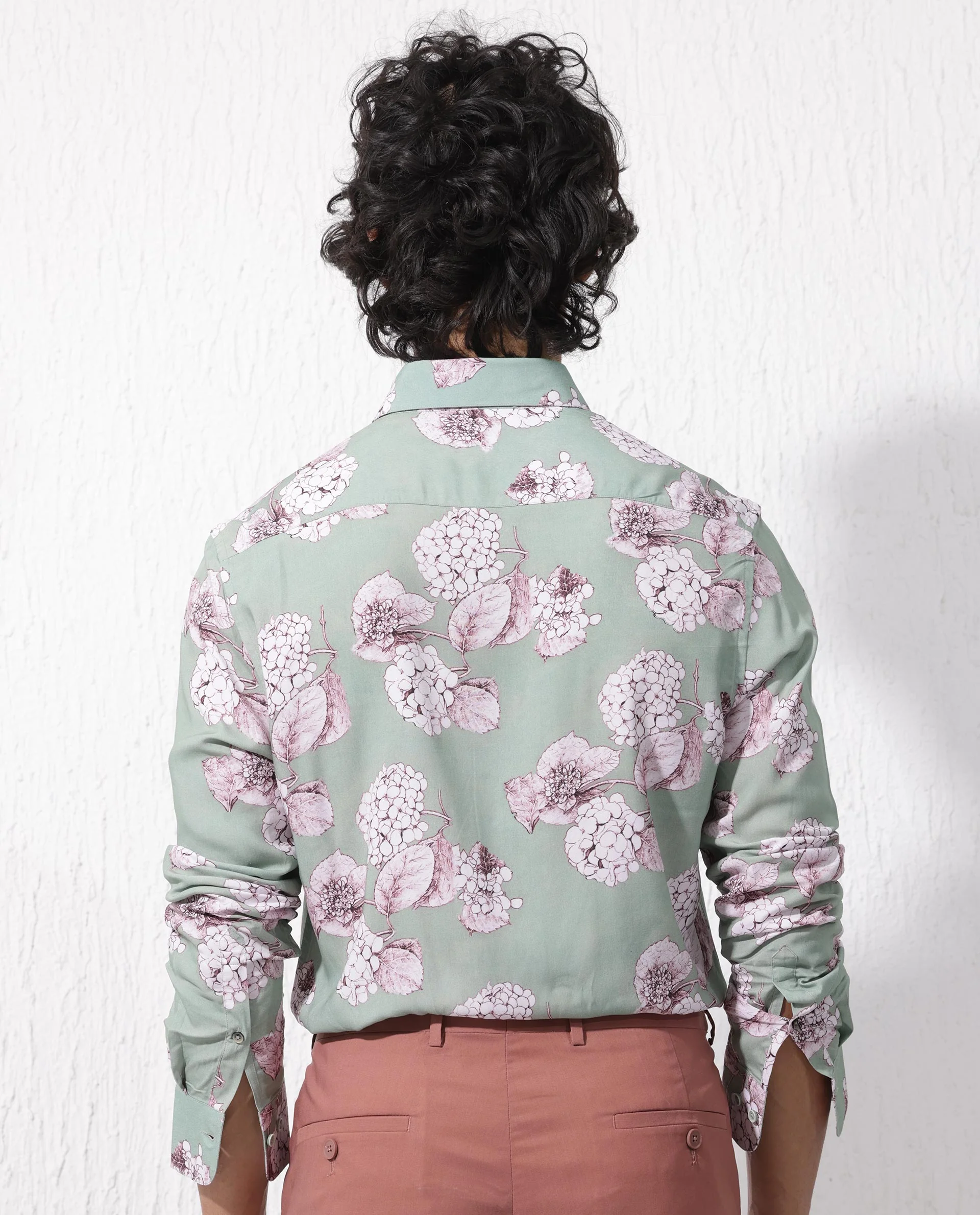 Rare Rabbit Men's Sakura Dusky Green Cotton Floral Print Regular Fit Full Sleeve Collared Shirt - Image 9