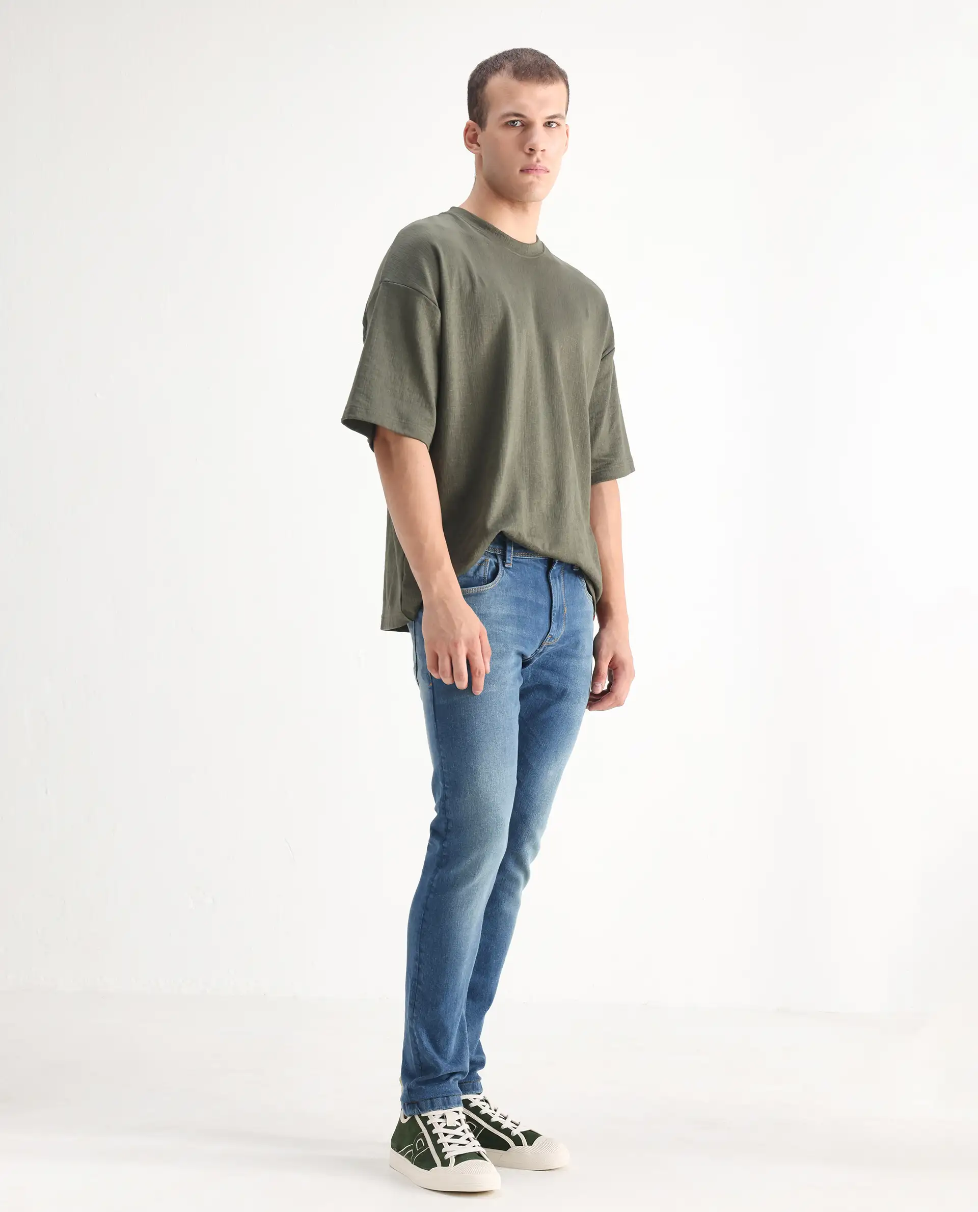 Rare Rabbit Men's Salar Pastel Blue Cotton Blend Plain Hawk Slim Fit Jeans - Image 3