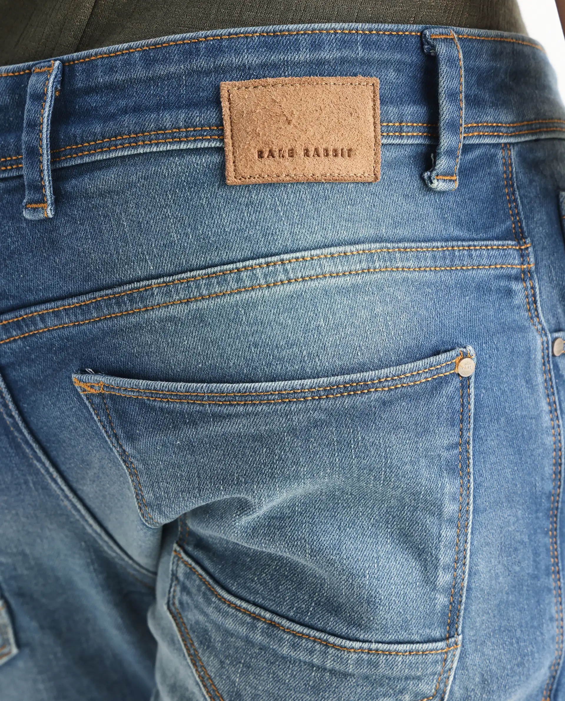 Rare Rabbit Men's Salar Pastel Blue Cotton Blend Plain Hawk Slim Fit Jeans - Image 8