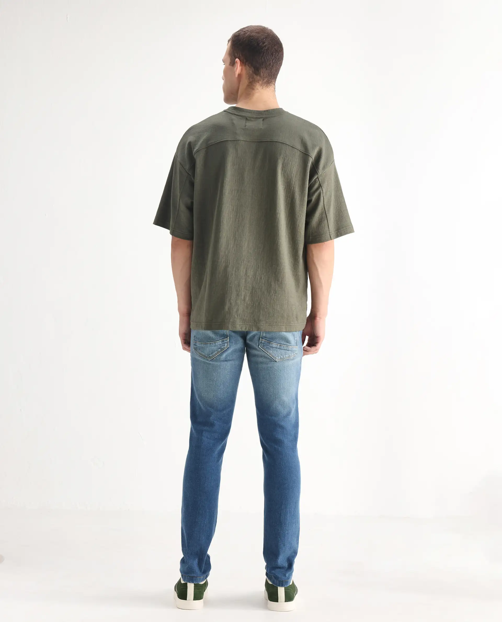 Rare Rabbit Men's Salar Pastel Blue Cotton Blend Plain Hawk Slim Fit Jeans - Image 9