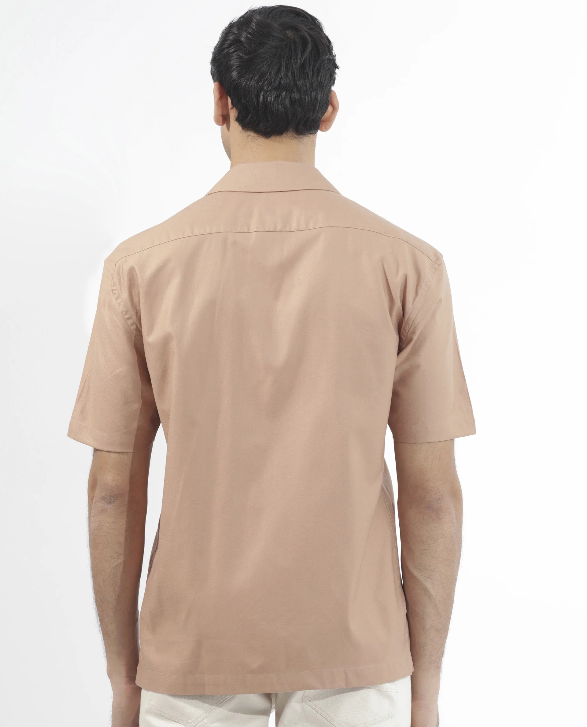 Rare Rabbit Men's Salford Light Brown Cotton Plain Regular Fit Half Sleeve Cuban Collar Shirt - Image 9