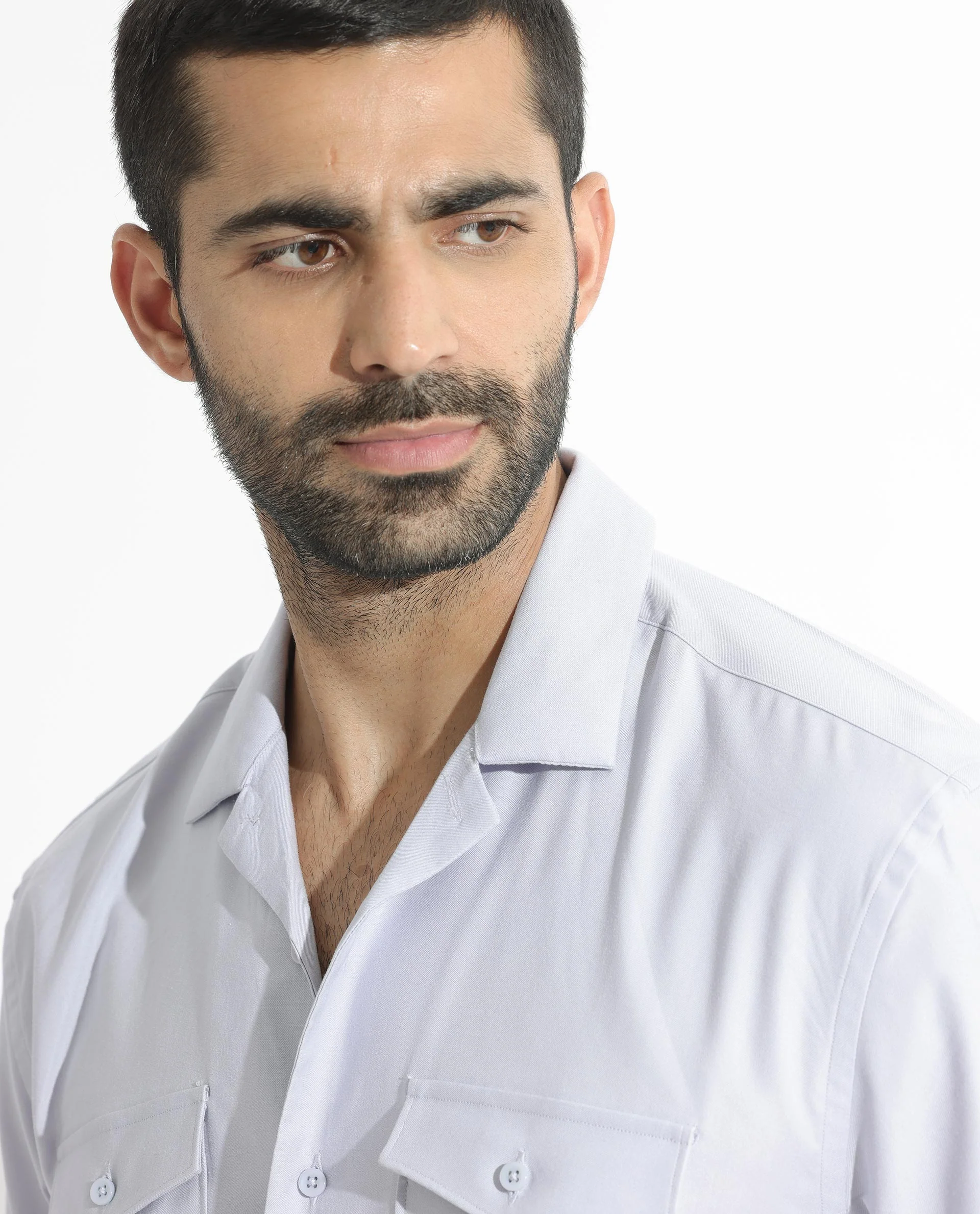 Rare Rabbit Men's Salford Pastel Blue Cotton Plain Regular Fit Half Sleeve Cuban Collar Shirt - Image 4