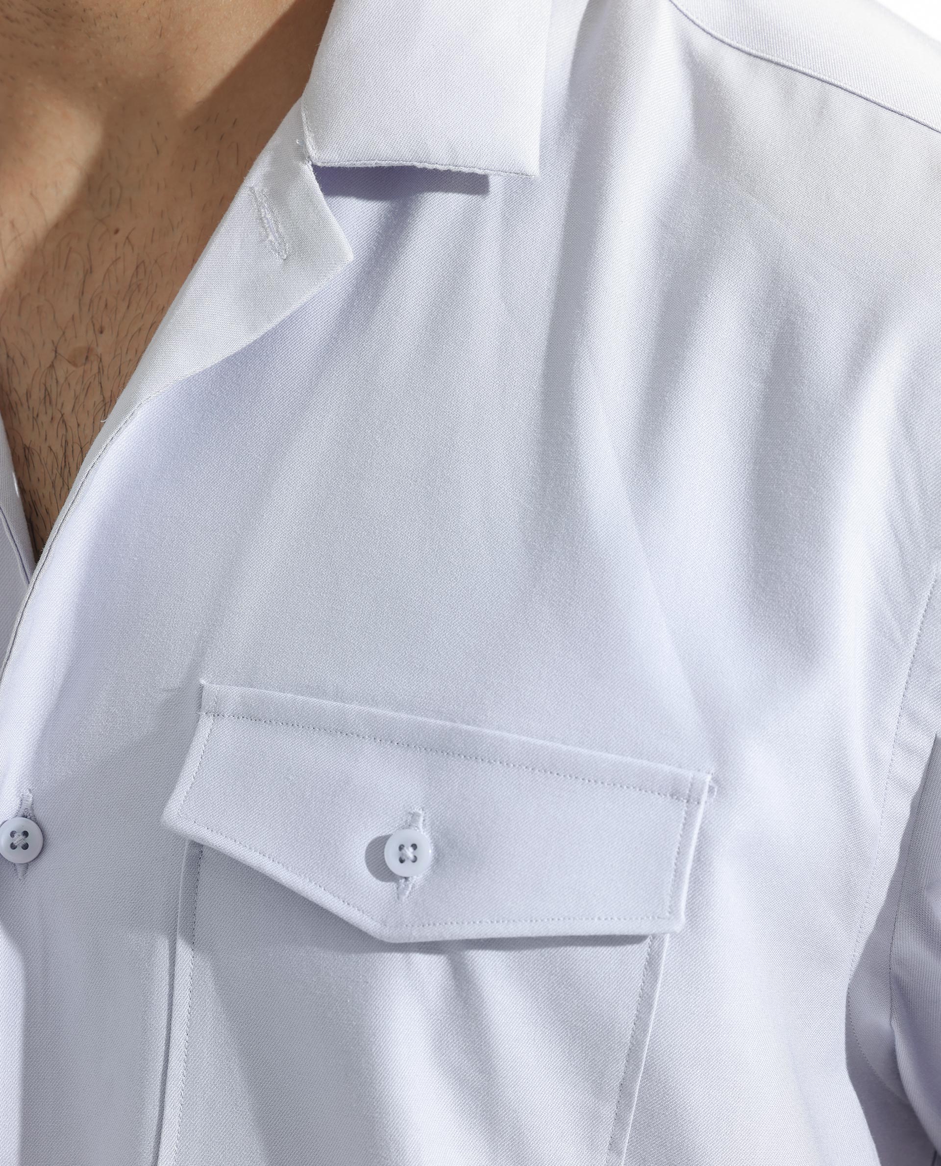 Rare Rabbit Men's Salford Pastel Blue Cotton Plain Regular Fit Half Sleeve Cuban Collar Shirt - Image 5