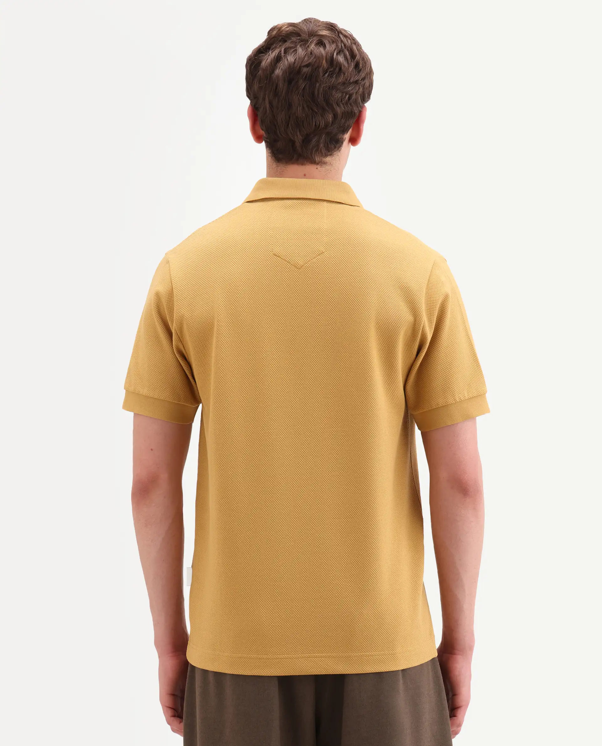 Rare Rabbit Men's Salio Mustard Cotton Blend Fabric Half Sleeve Spread Collar Regular Plain Polo - Image 7