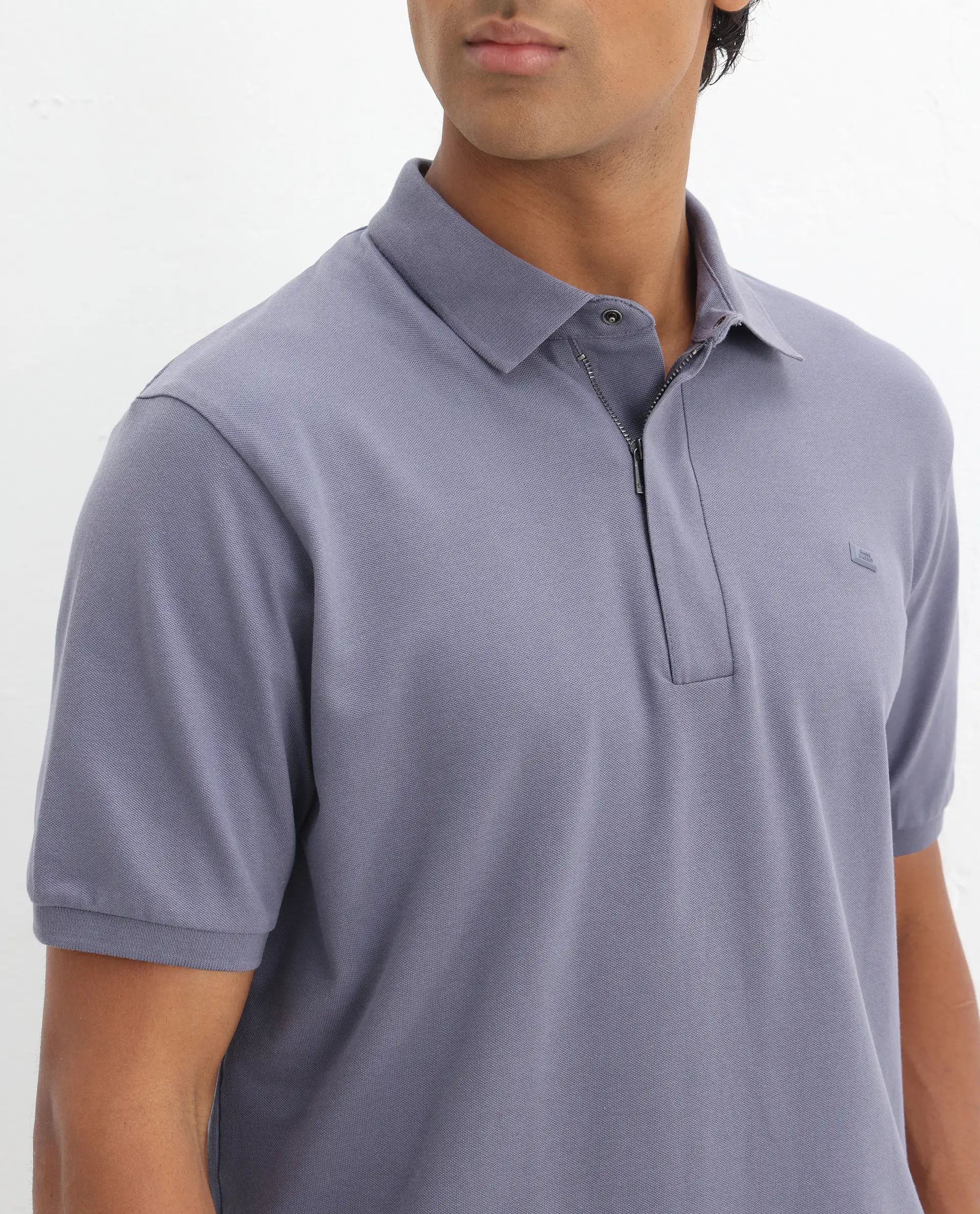 Rare Rabbit Men's Salis-2 Dusky Purple Cotton Plain Regular Fit Half Sleeve Polo - Image 3
